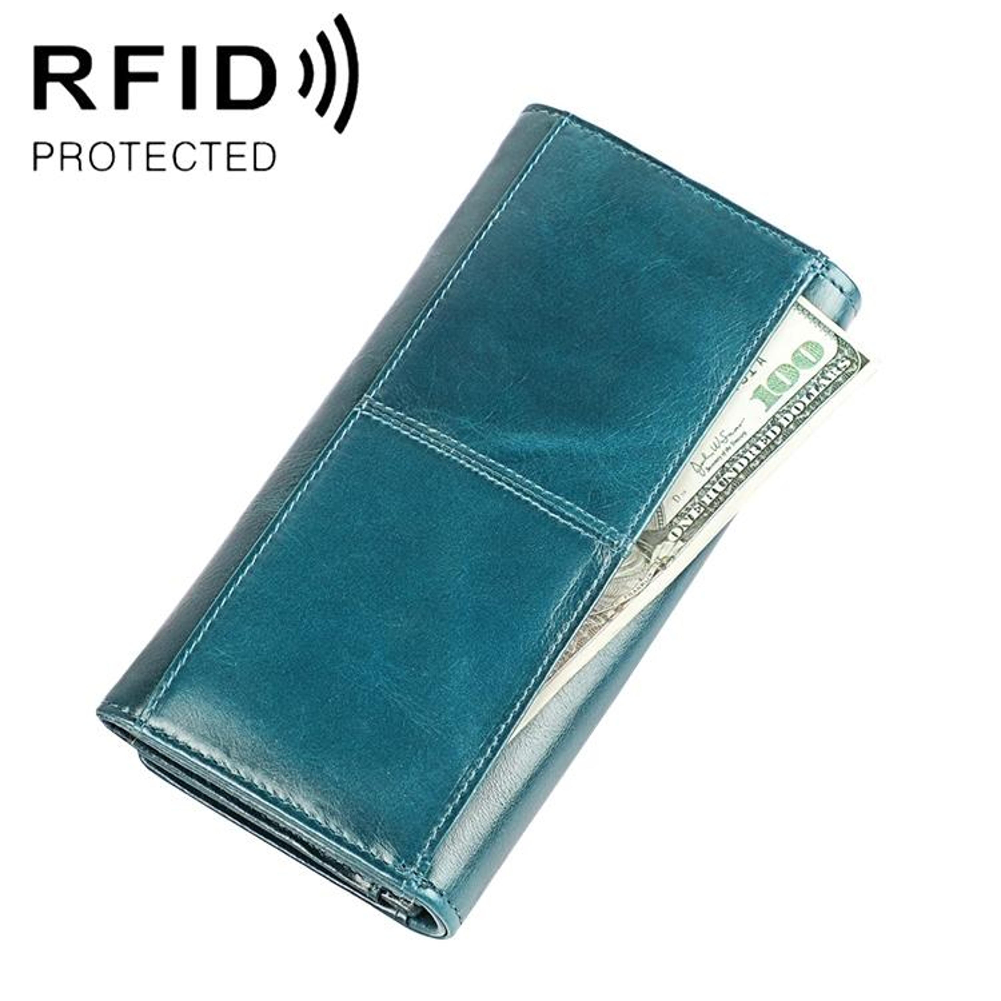 rfid blocking top grain genuine leather wallet for women large capacity zip purse