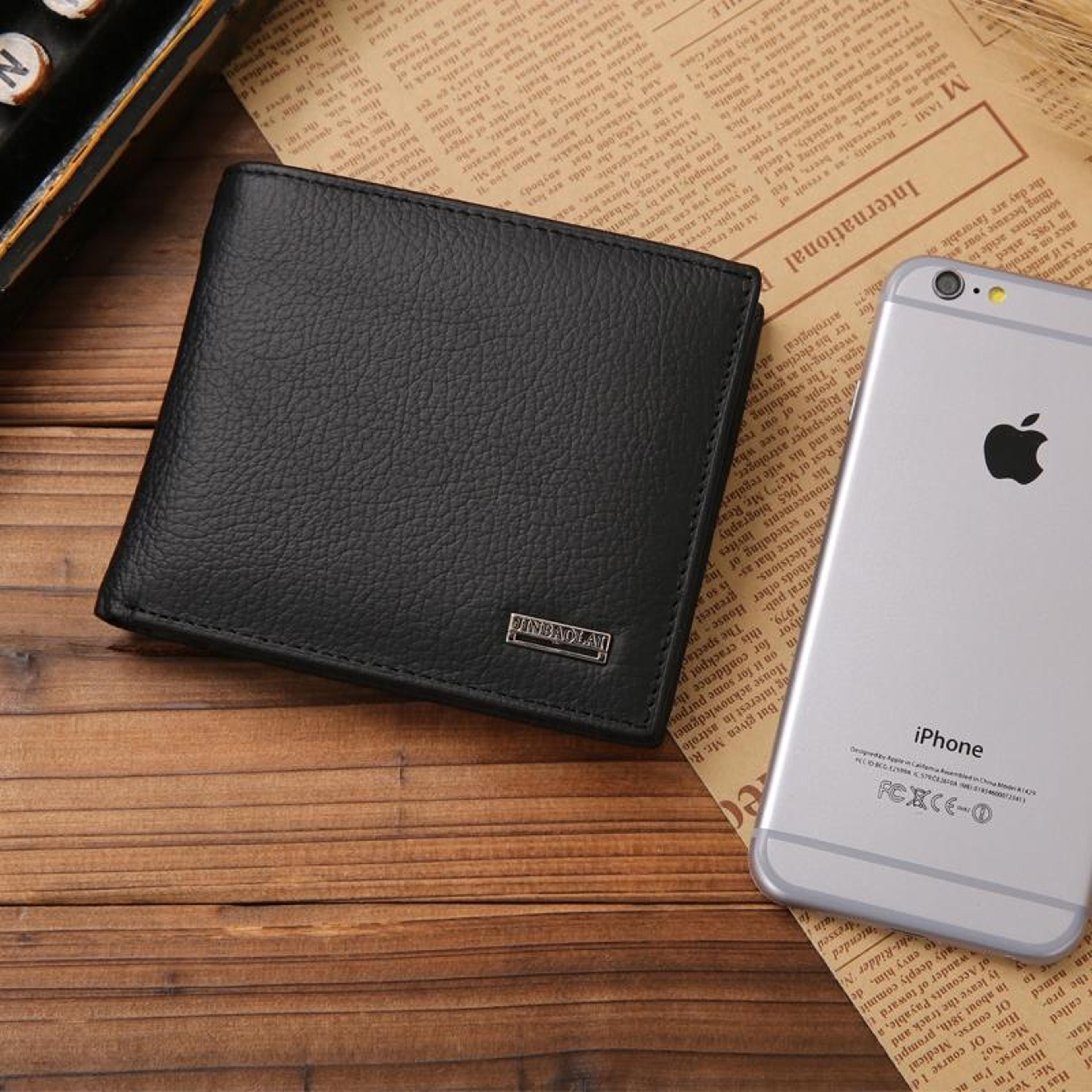 genuine leather bifold wallet for men short fashion wallet with coin pocket