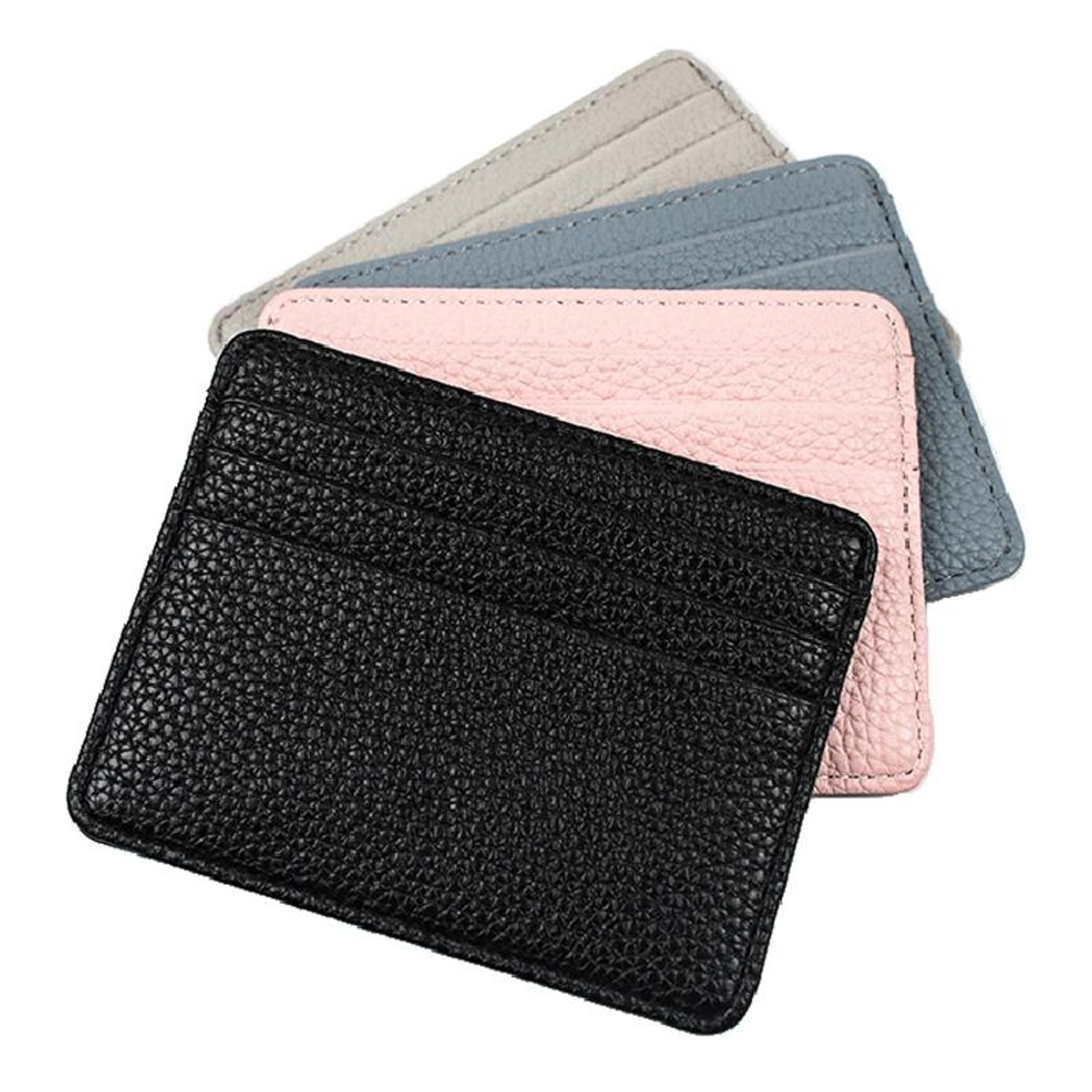 slim card holder mini wallet with coin pocket multi card slot pu leather card holder