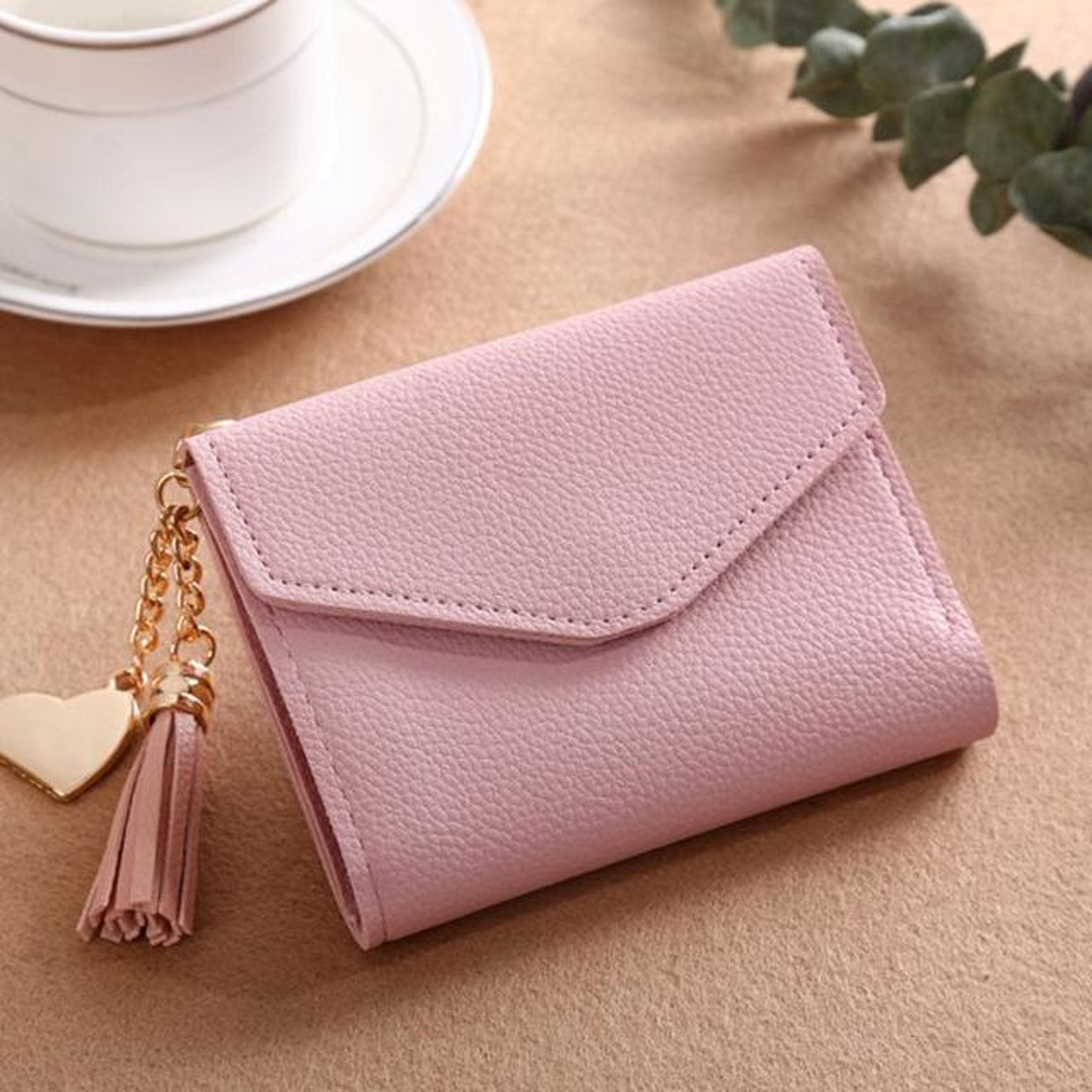fashion women wallet pu leather card holder wallet with coin purse tassel pendant