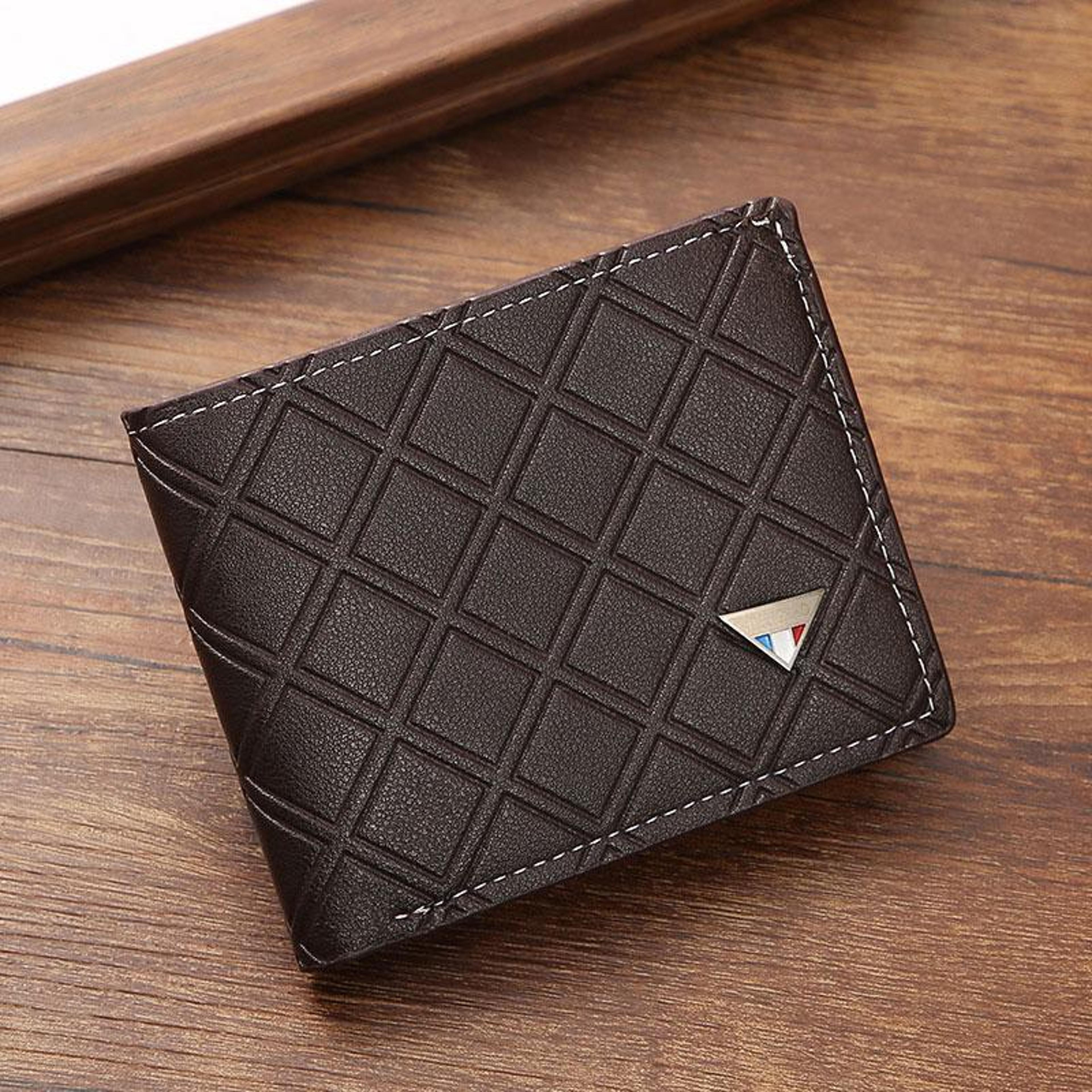 geometric mens bifold wallet slim pu leather wallet with large capacity card holder
