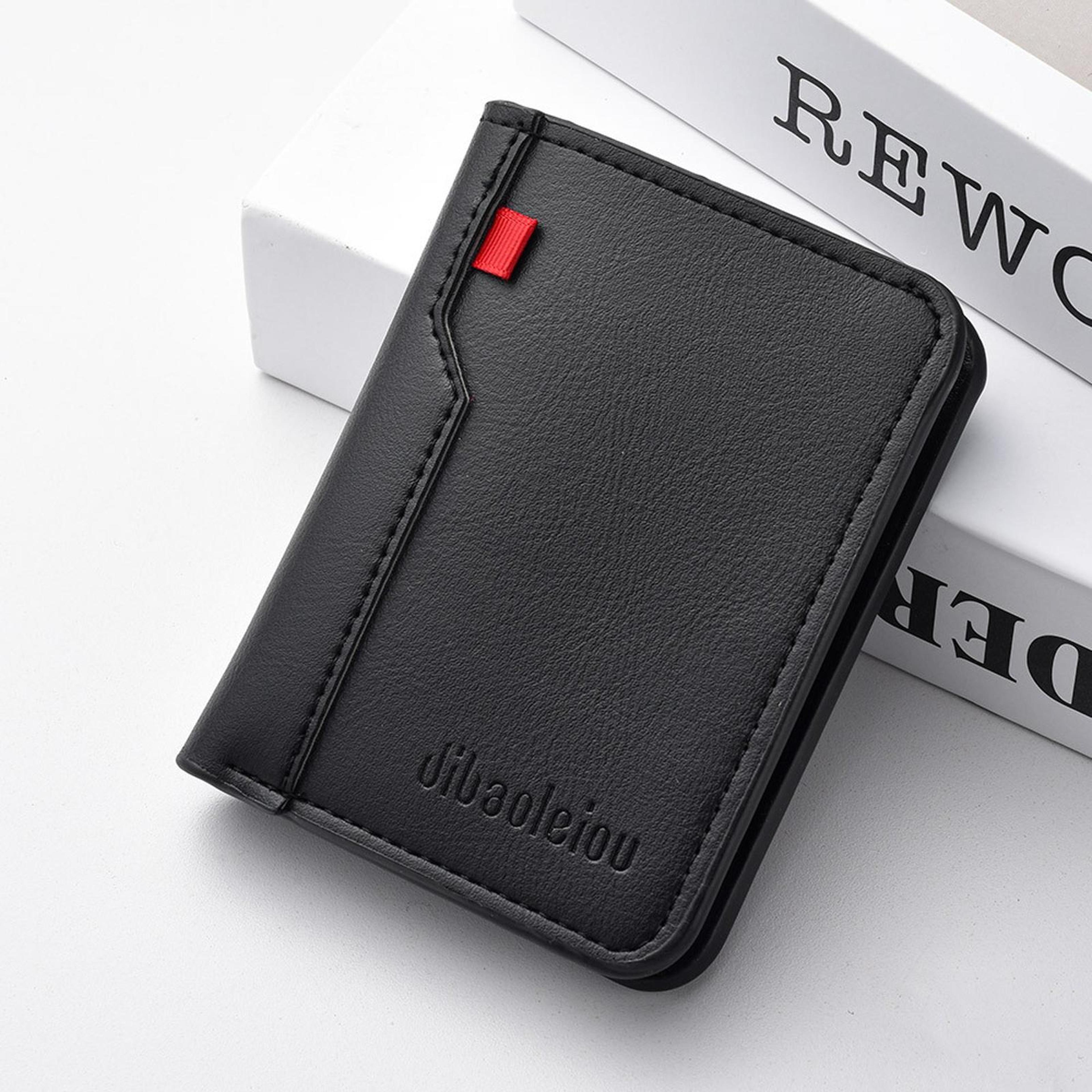 portable mens bifold wallet large capacity pu leather card holder vertical slim wallet