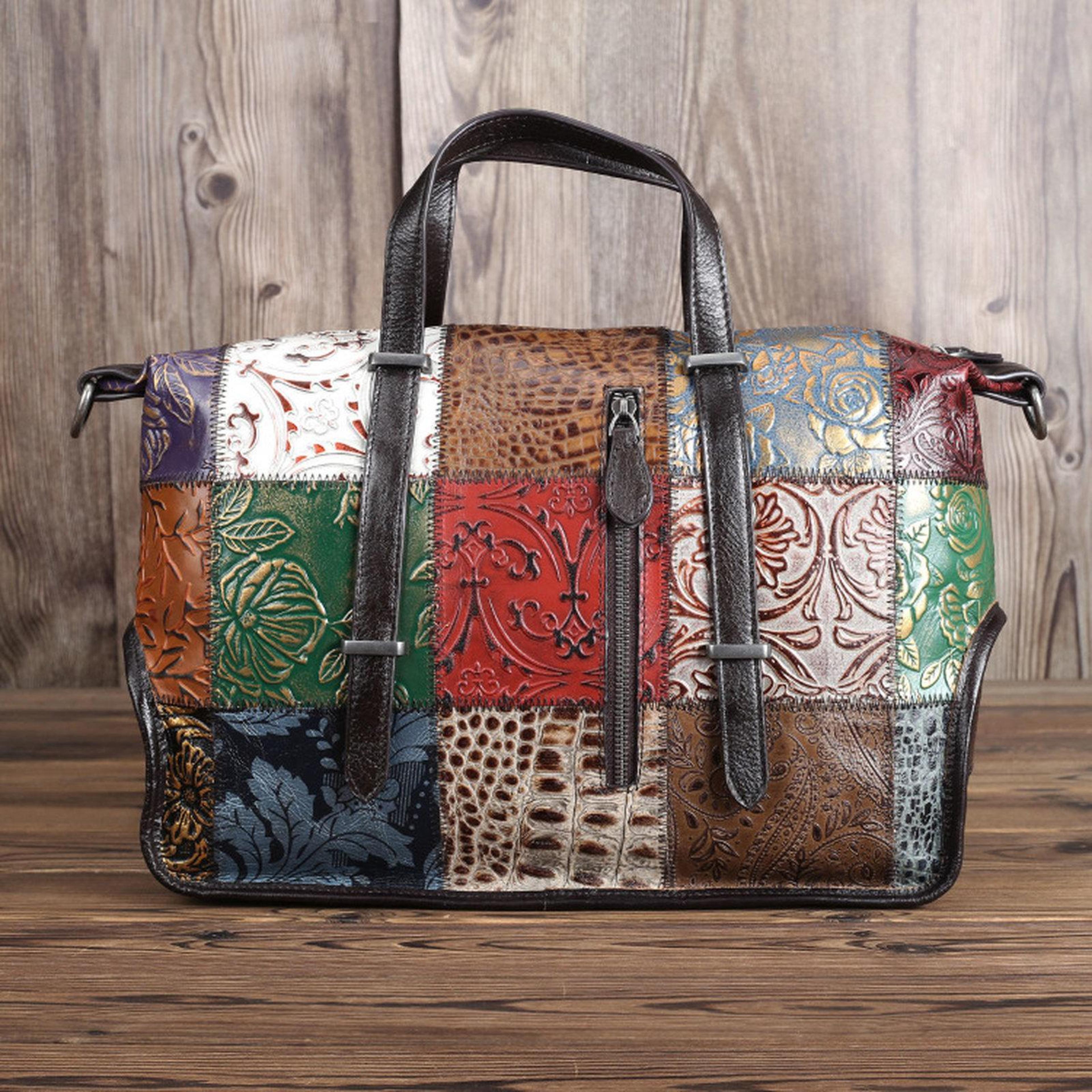 vintage leather crossbody bag for women large capacity shoulder handbag travel tote