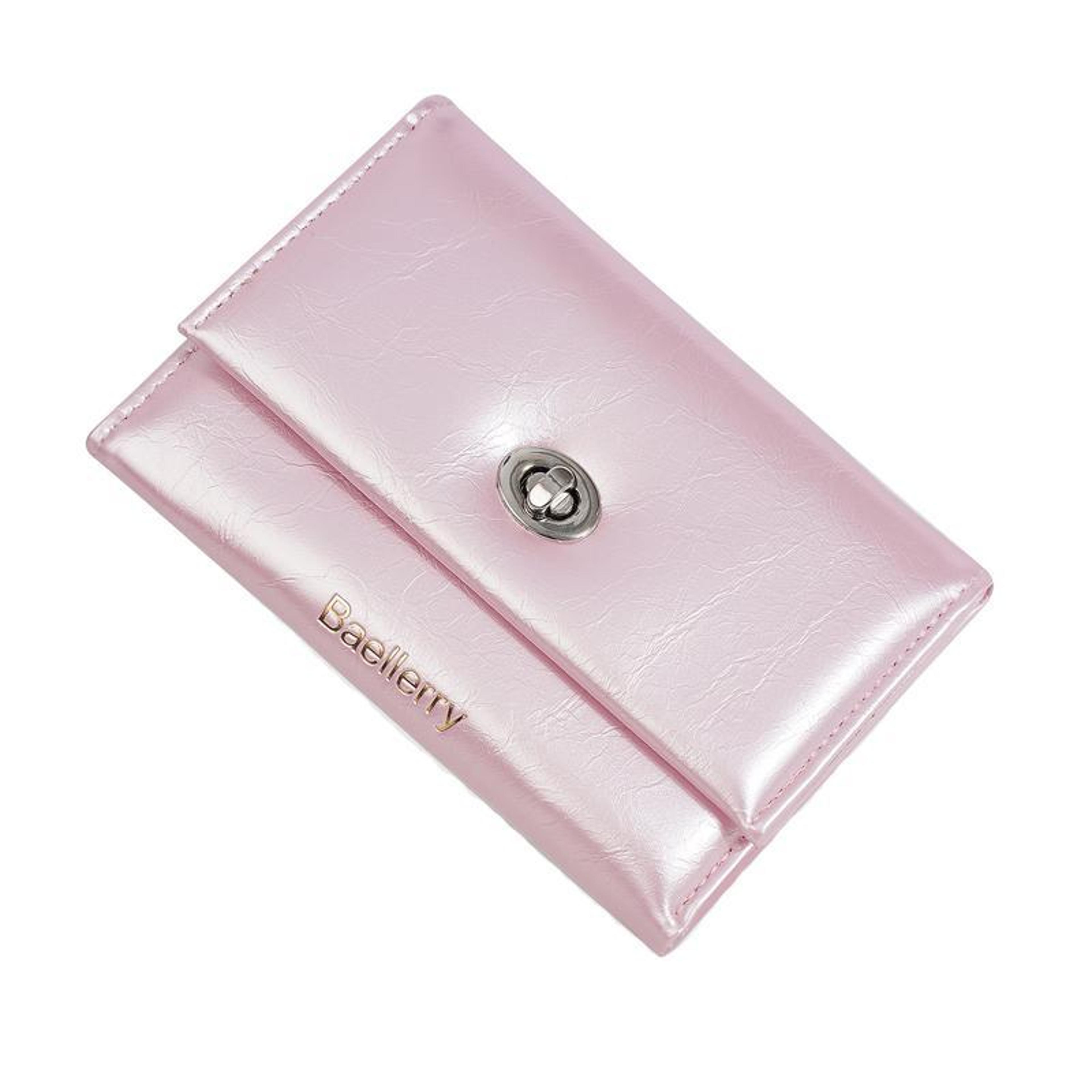 women's trifold wallet compact card wallet pu leather zip coin purse with lanyard