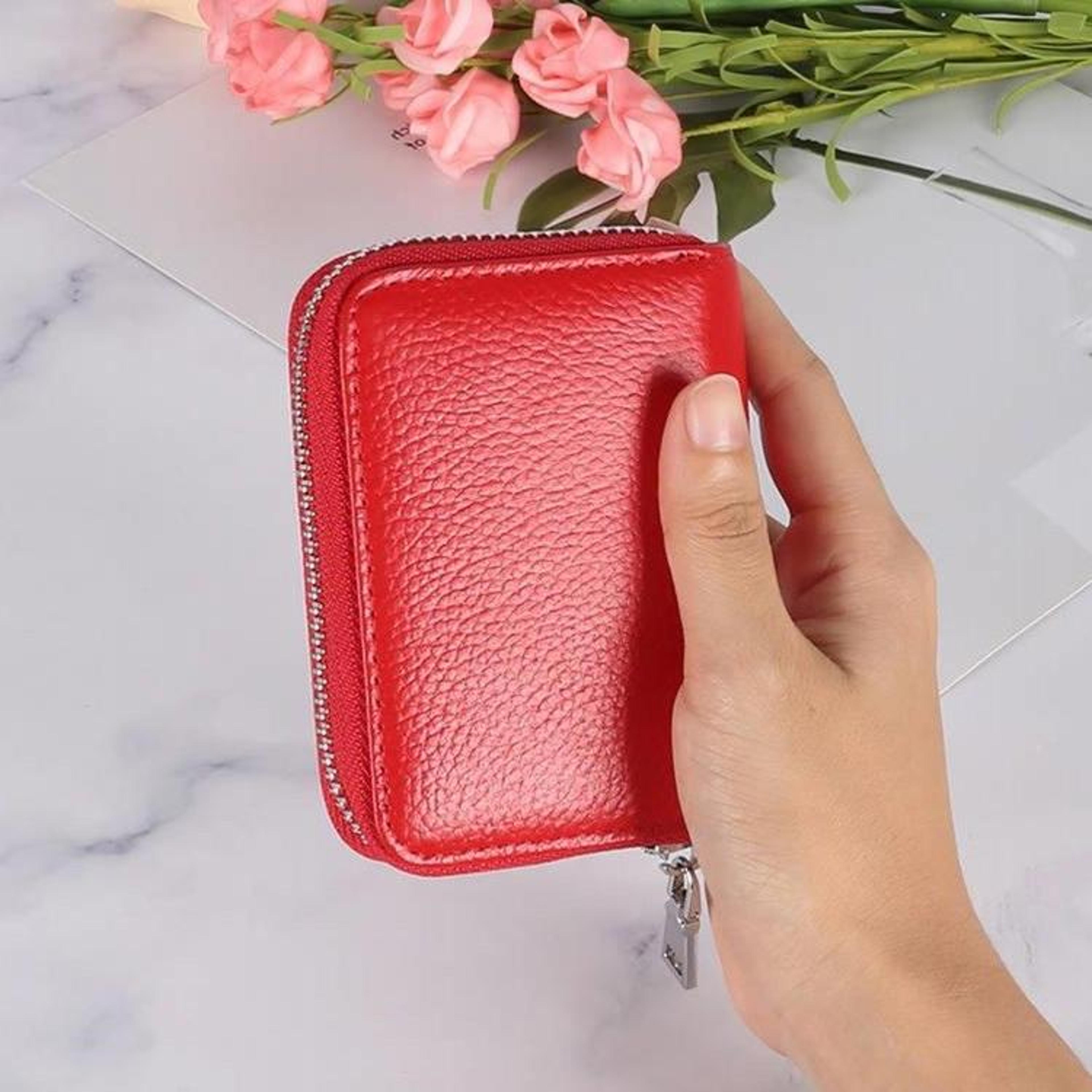 rfid blocking leather card holder zipper wallet large capacity card organizer