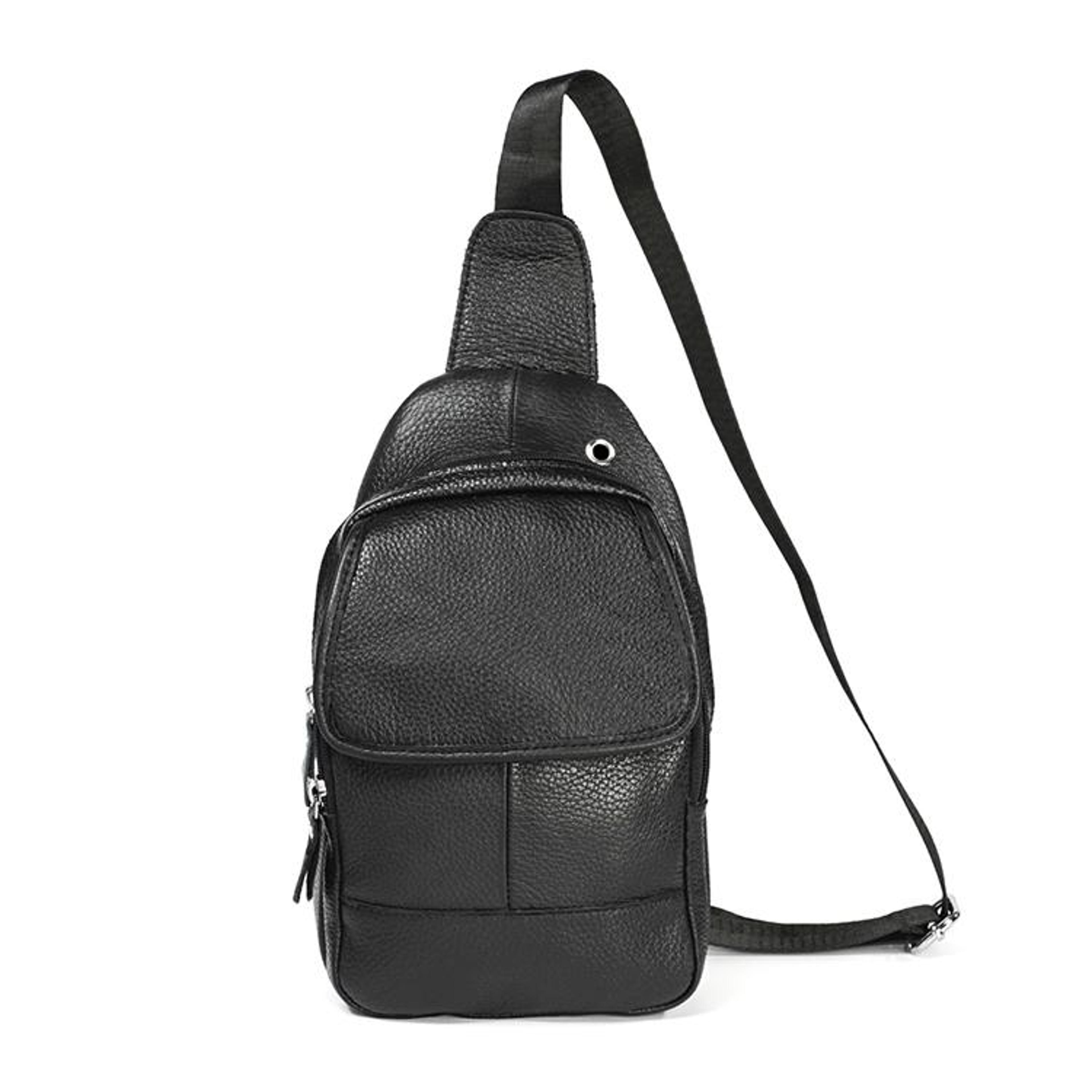 full grain cowhide men's leather crossbody bag casual messenger sling bag