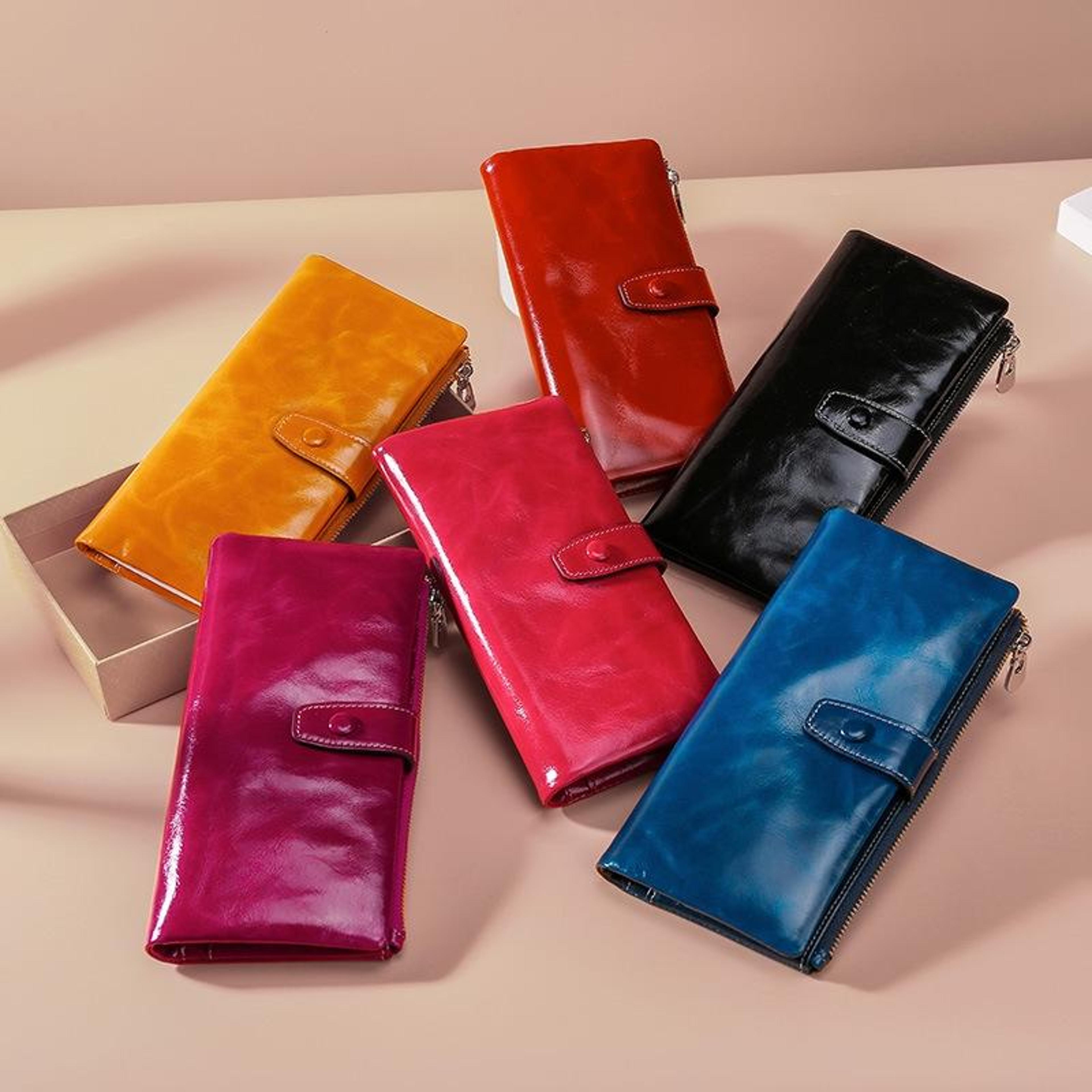 rfid leather wallet genuine cowhide zipper wallet large capacity long card holder