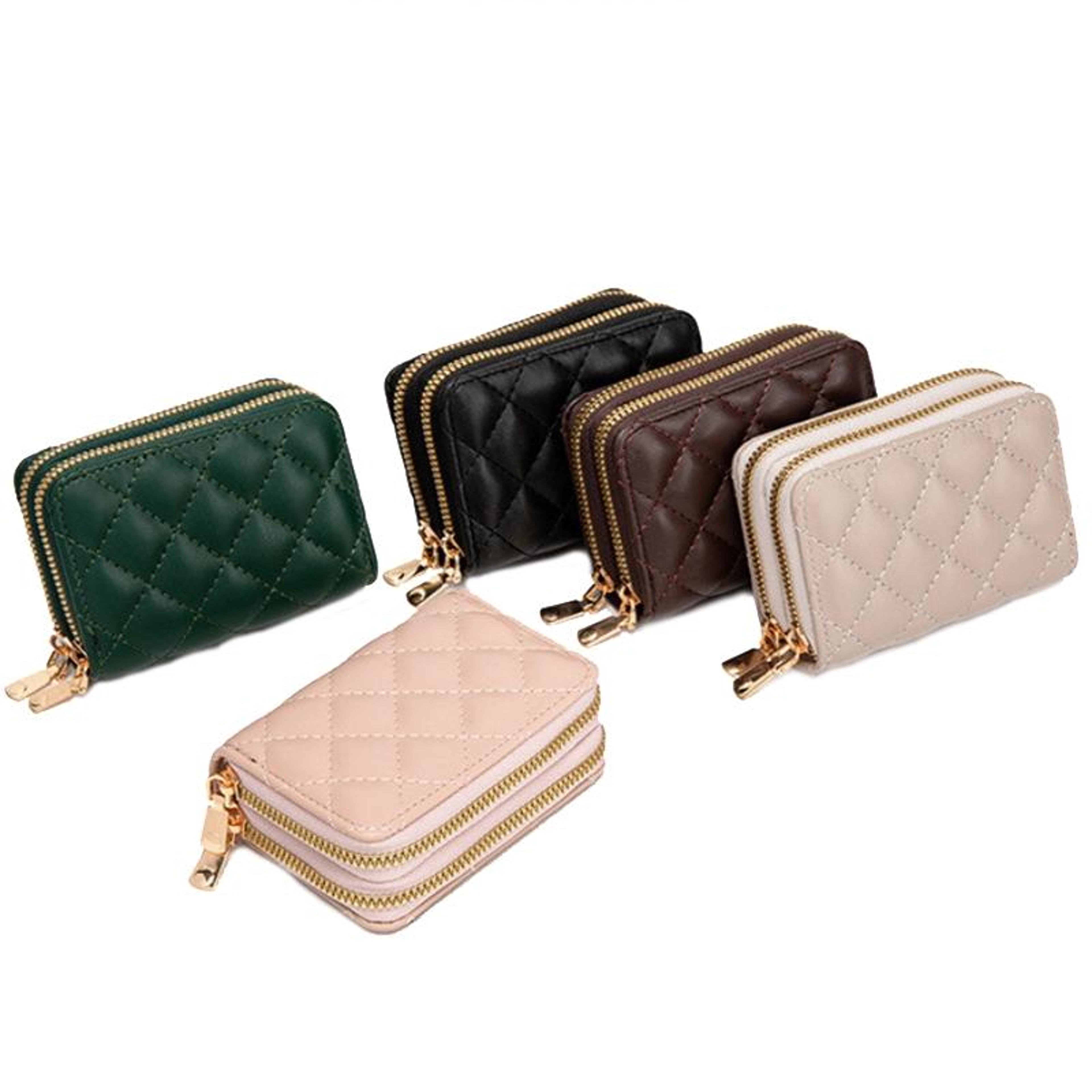 large capacity card holder wallet double layer zipper wallet with multi card slots
