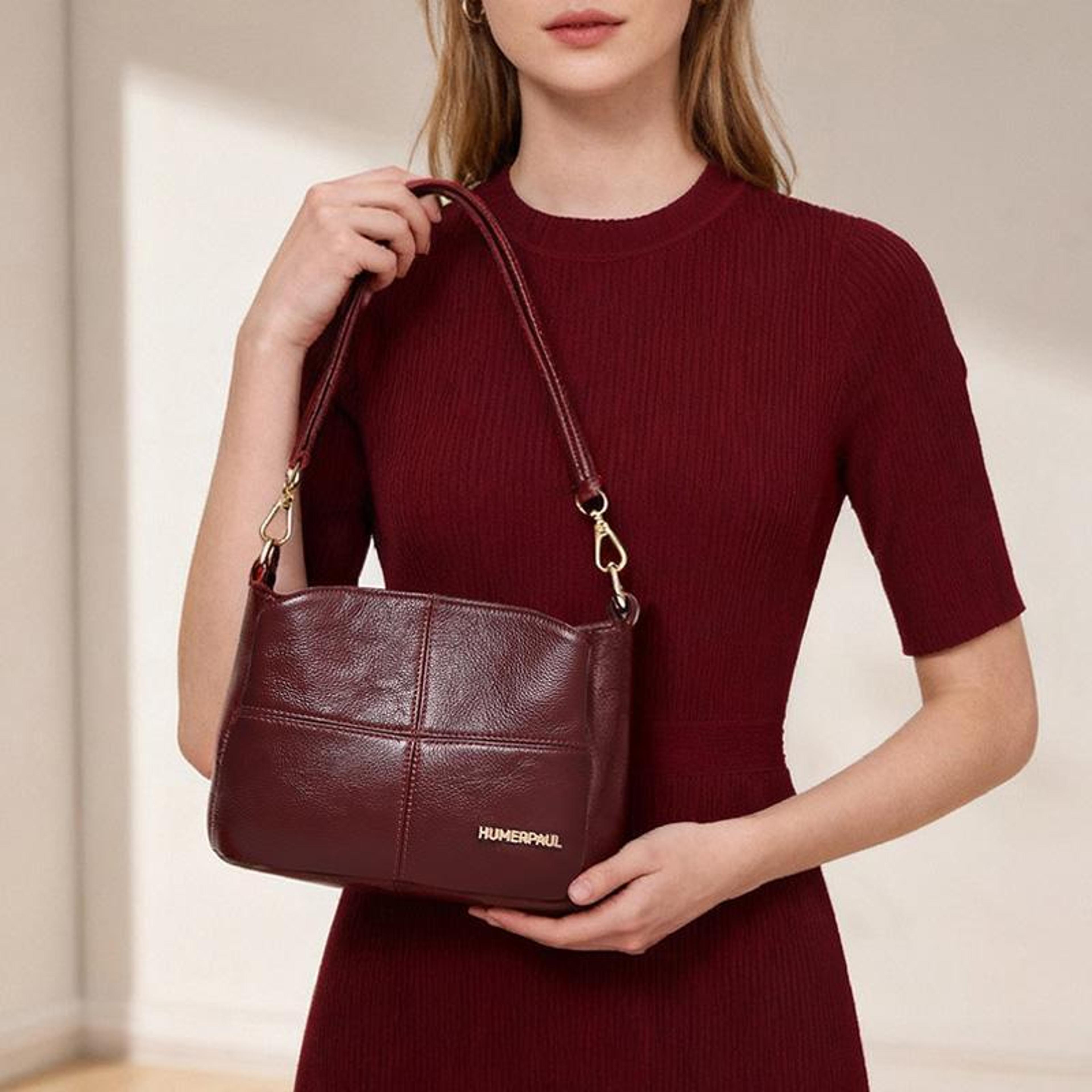 elegant women leather shoulder bag large capacity crossbody tote for everyday travel and work