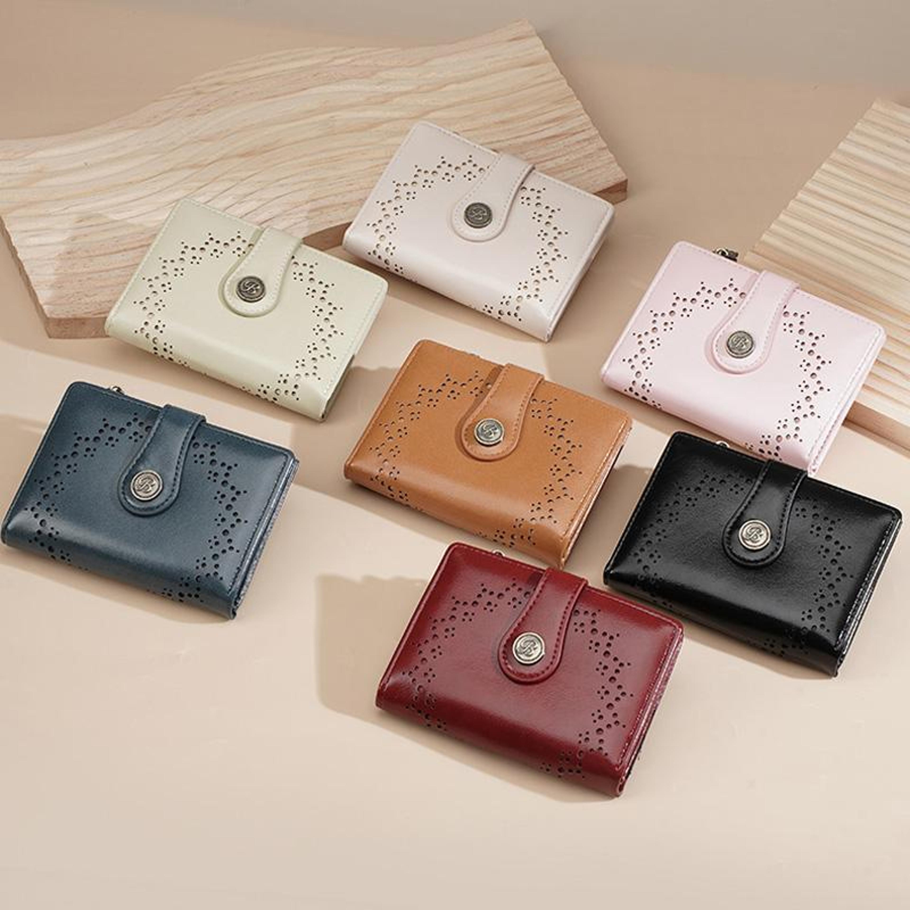 elegant women short wallet leather card holder wallet with zipper coin pocket