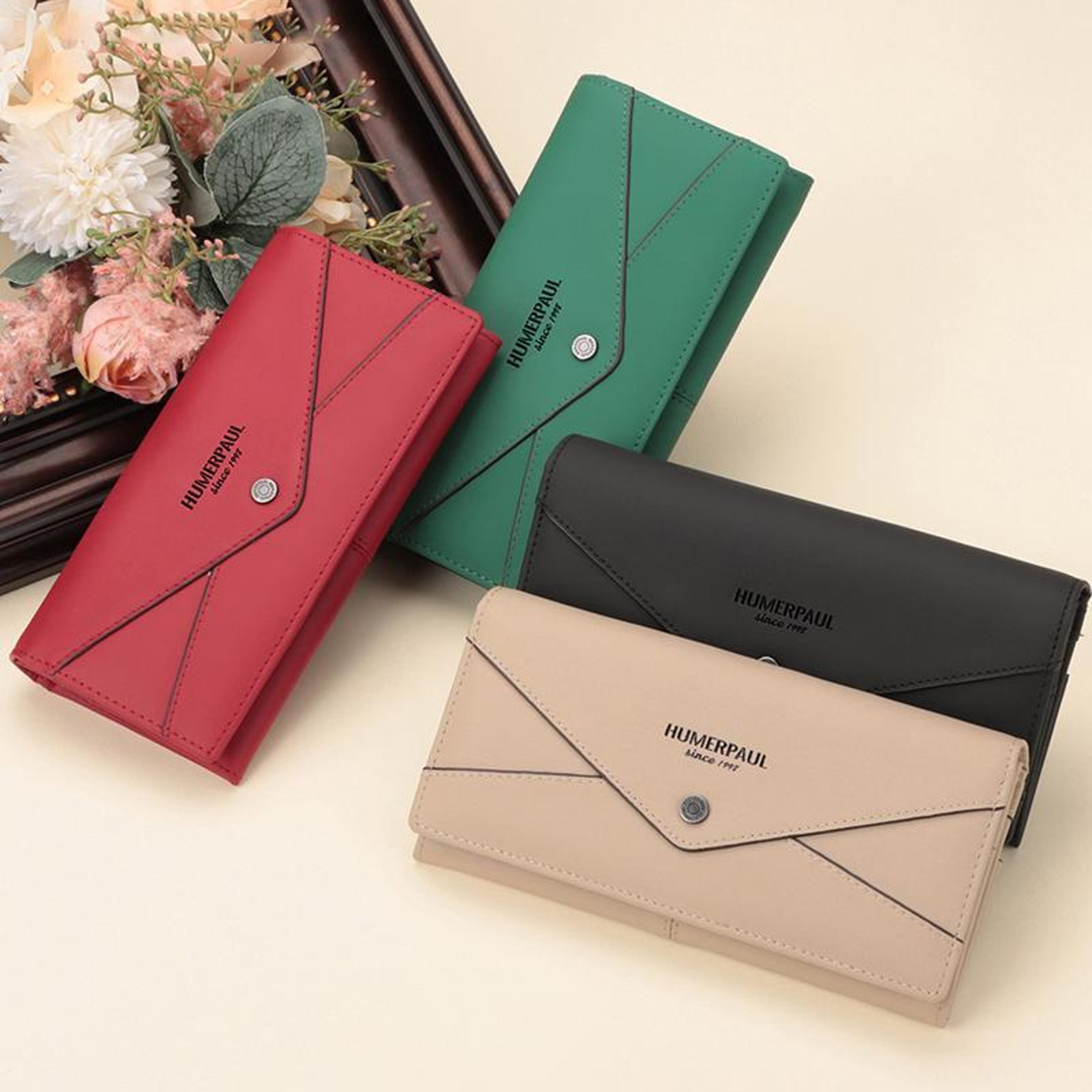 womens rfid leather long wallet multi card holder clutch purse
