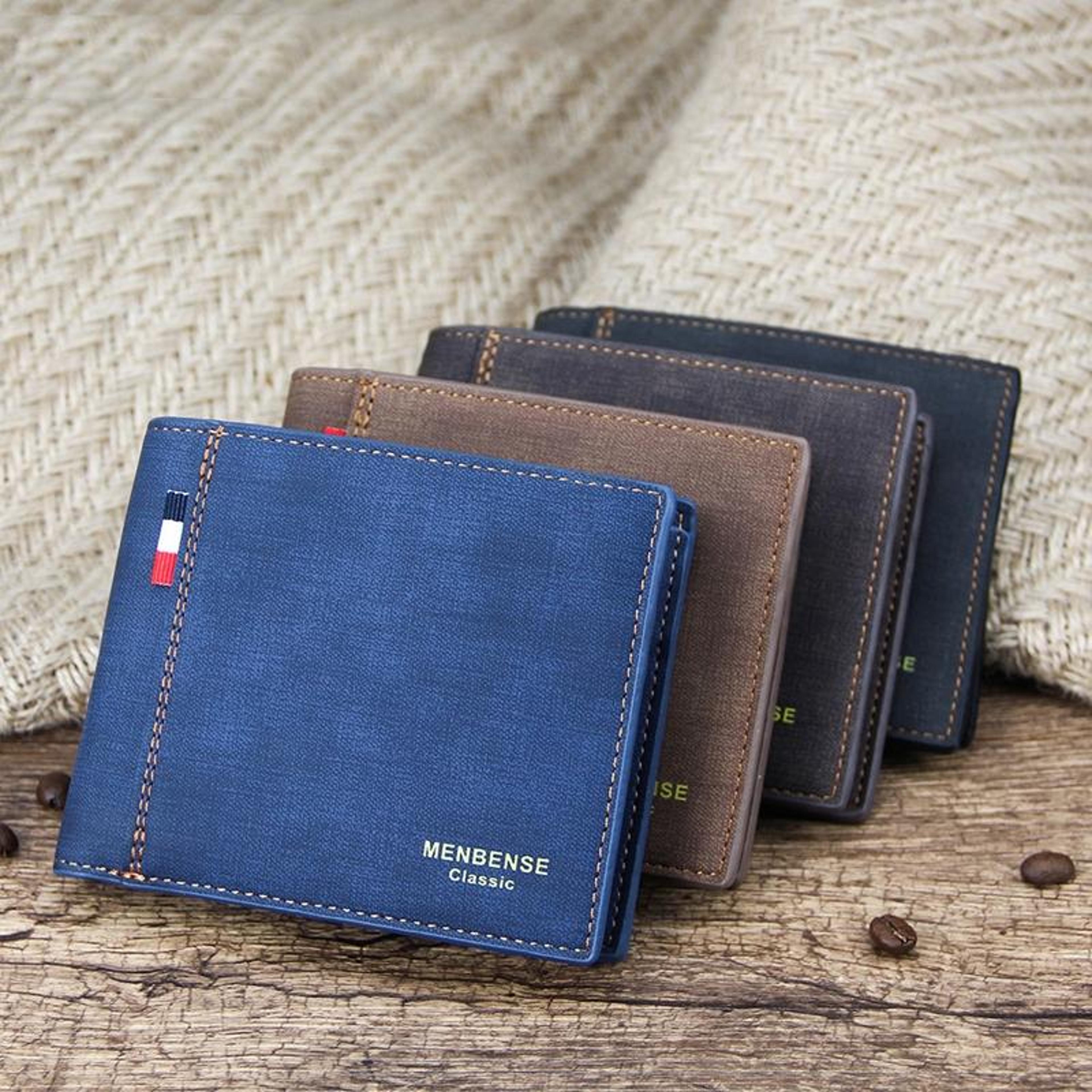 retro mens trifold wallet large capacity pu leather wallet with zipper coin pocket