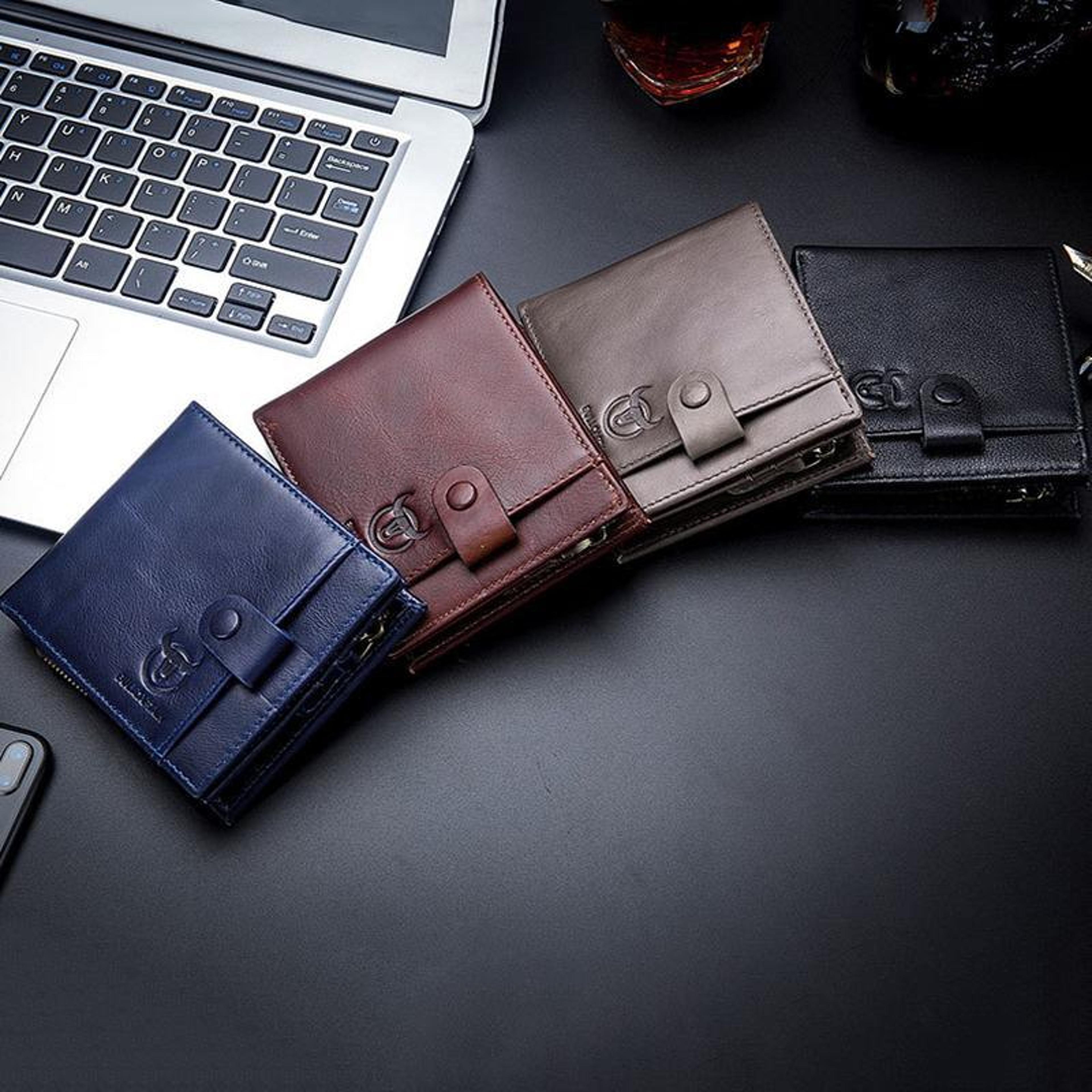 rfid blocking genuine leather wallet for men top grain cowhide bifold credit card holder