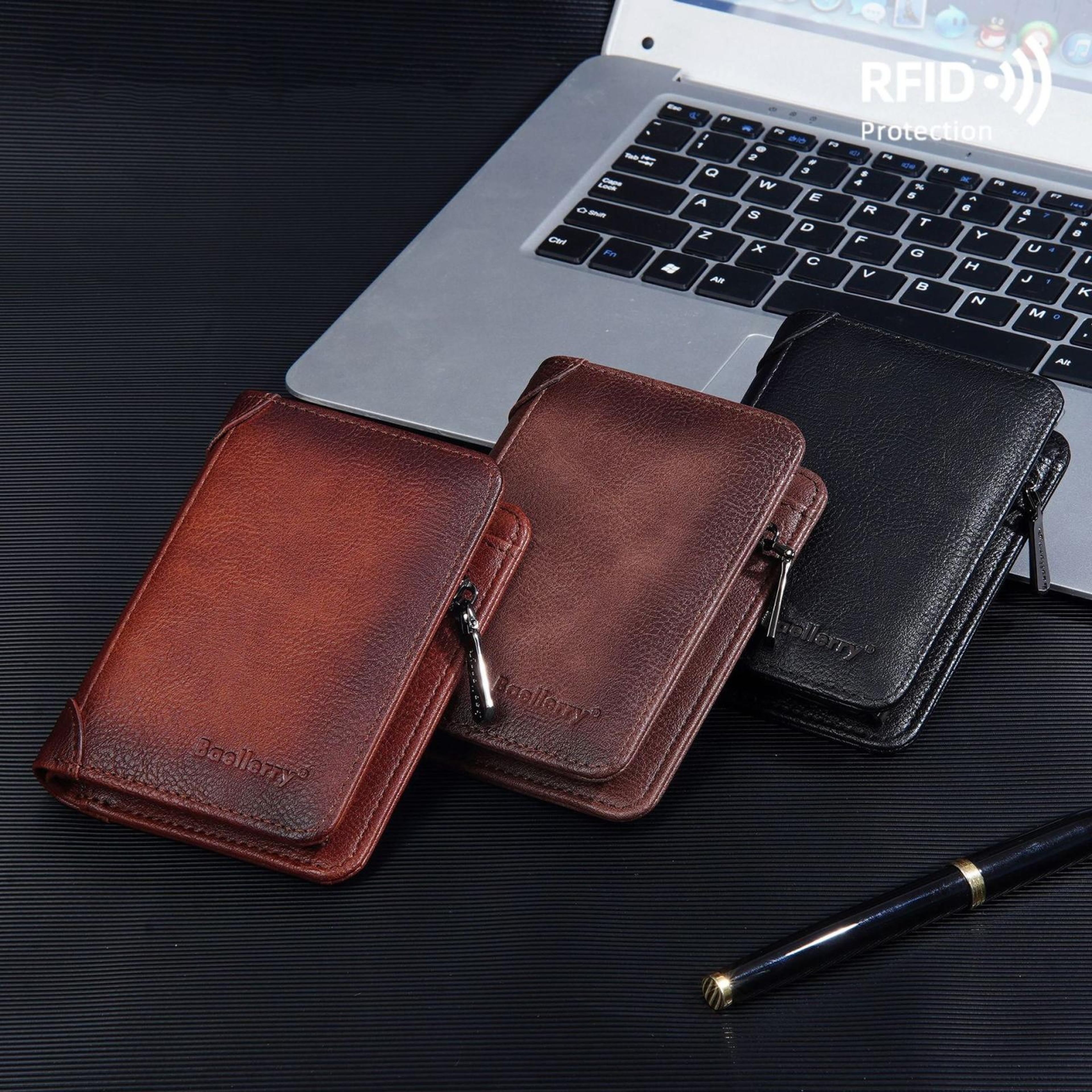 rfid blocking tri fold wallet retro leather multi card holder compact short wallet