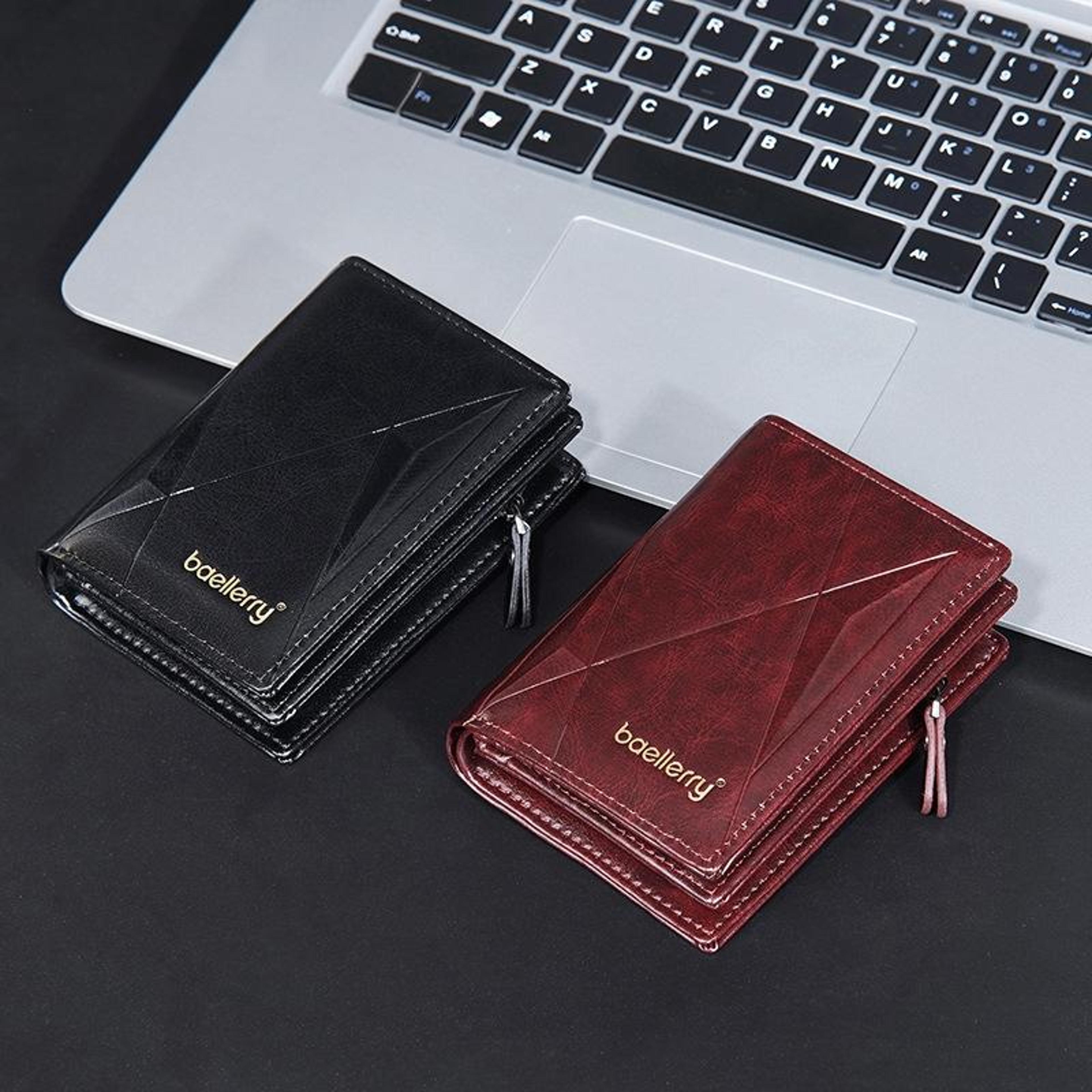 retro leather card holder short zipper wallet with 10 card slots large capacity pu wallet