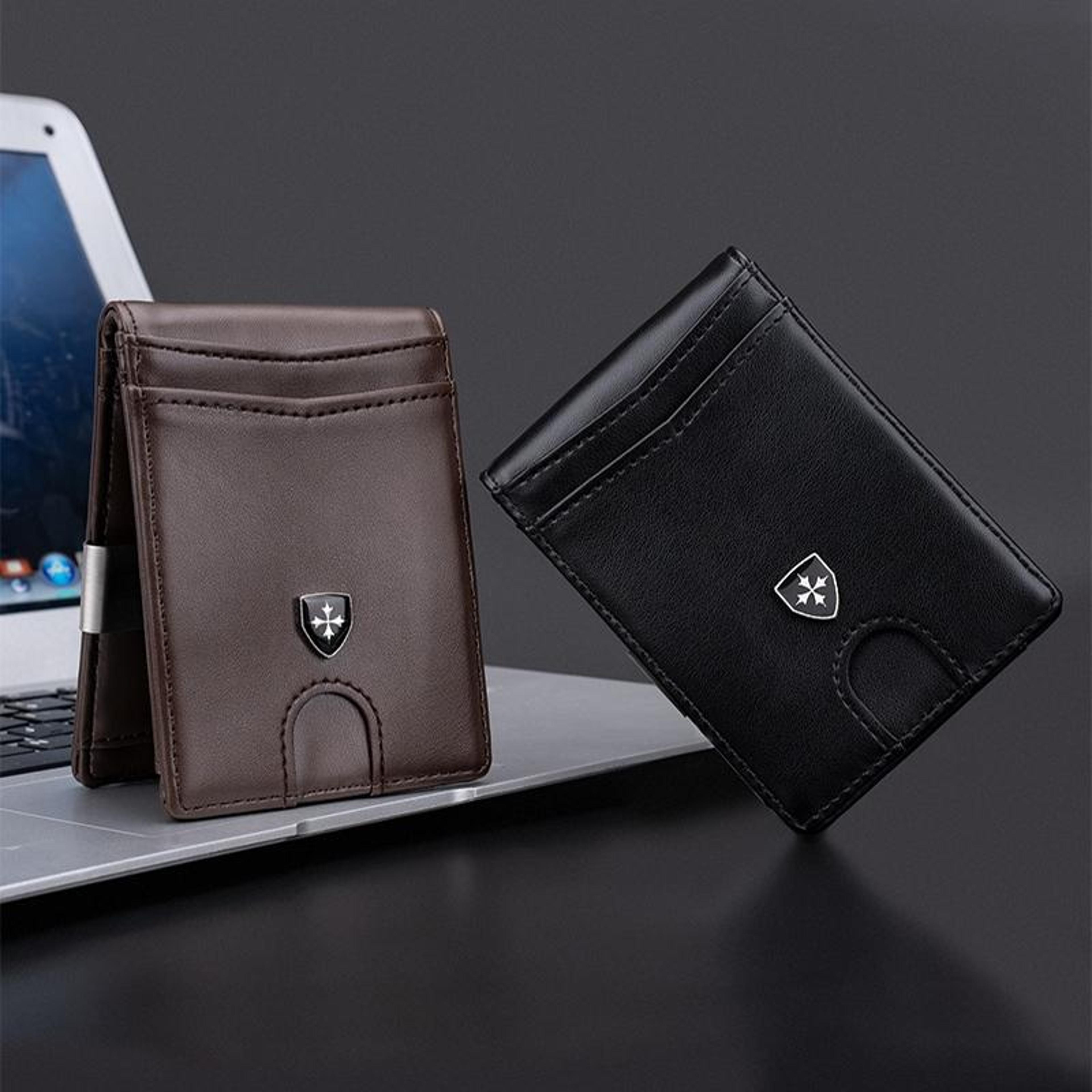 rfid blocking leather wallet multi card holder slim anti theft card organizer