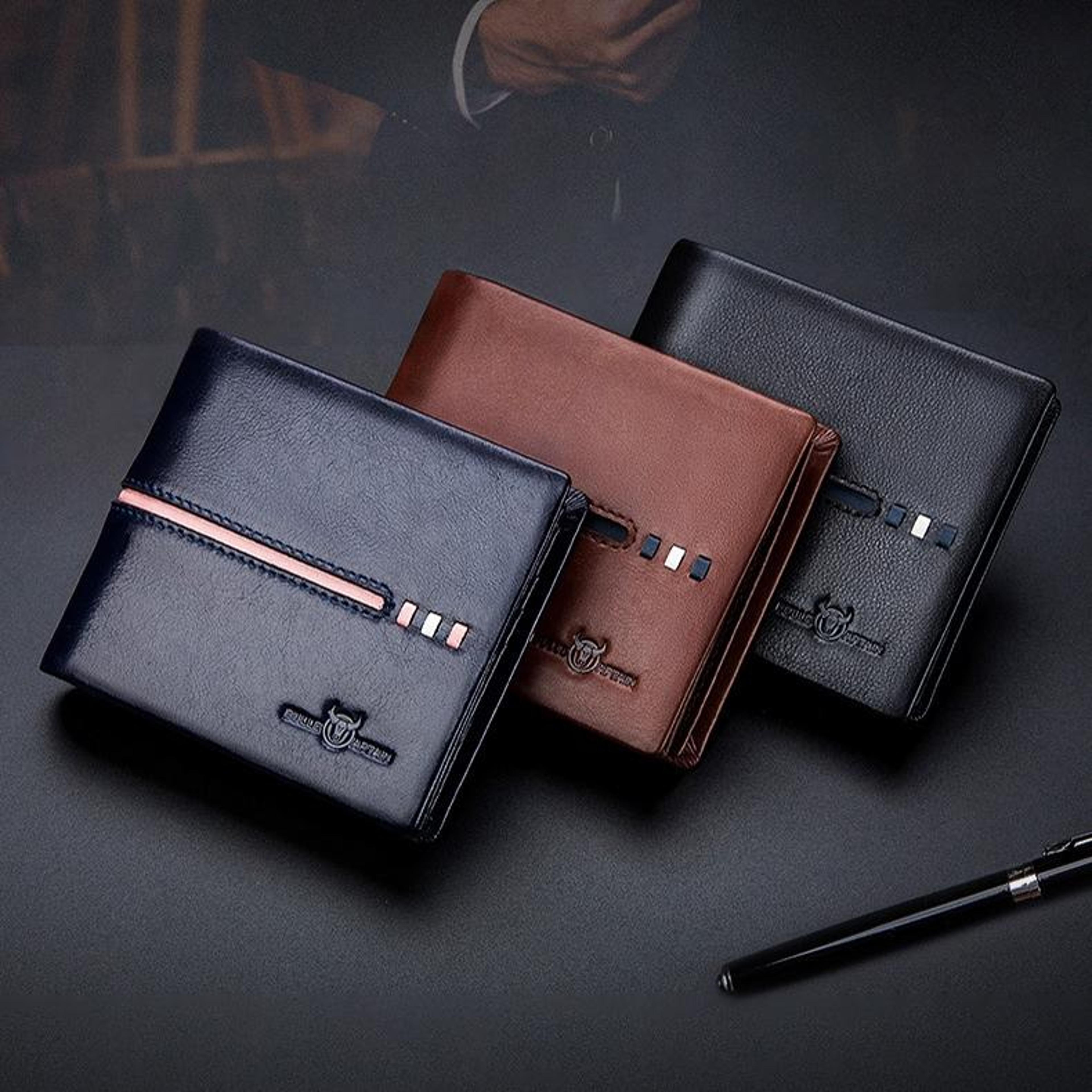 large capacity rfid blocking wallet genuine cowhide leather card holder for men