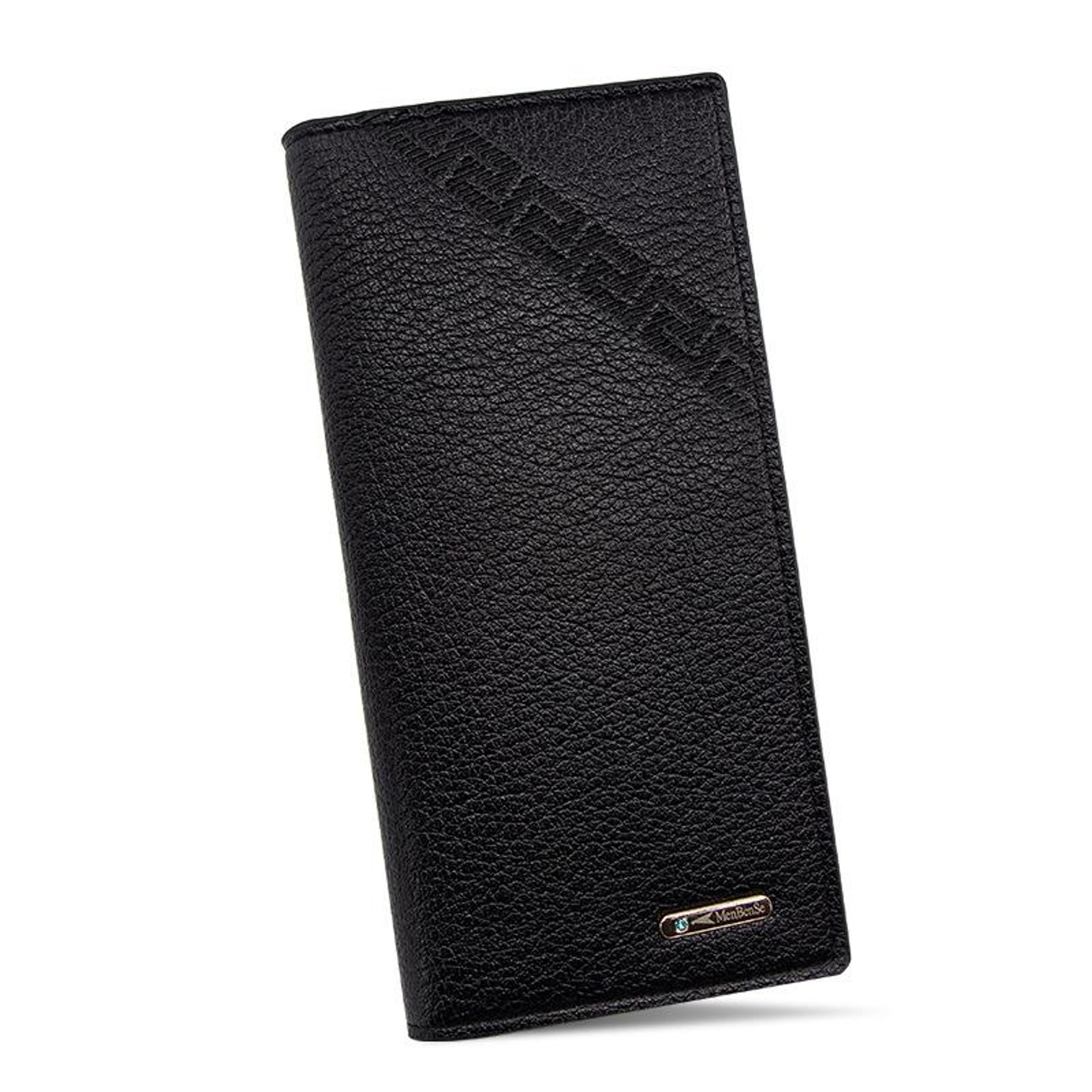 magnetic buckle mens long wallet with multi card slots embossed pu leather bifold wallet