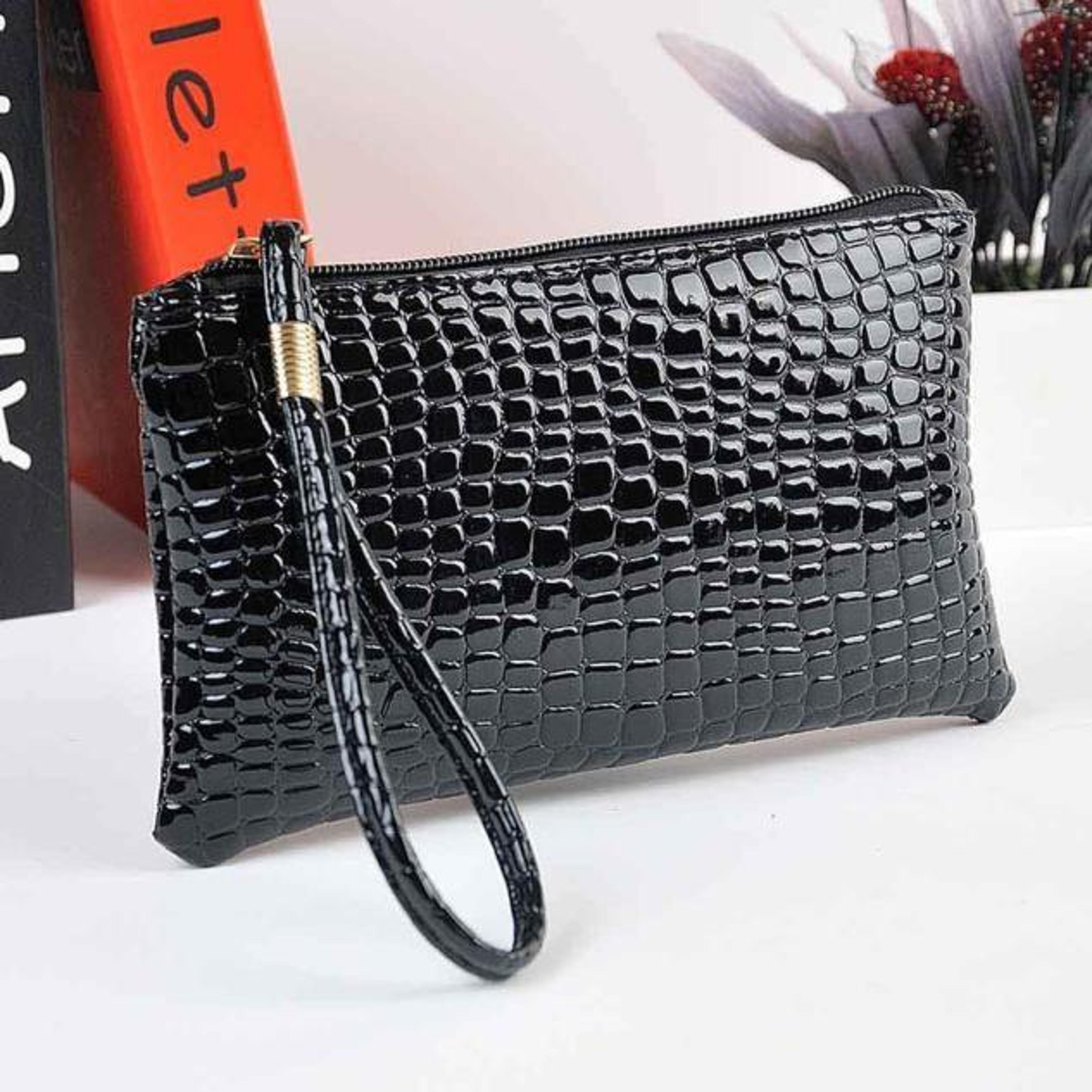 elegant women's clutch wallet crocodile pattern pu leather wallet with secure zipper