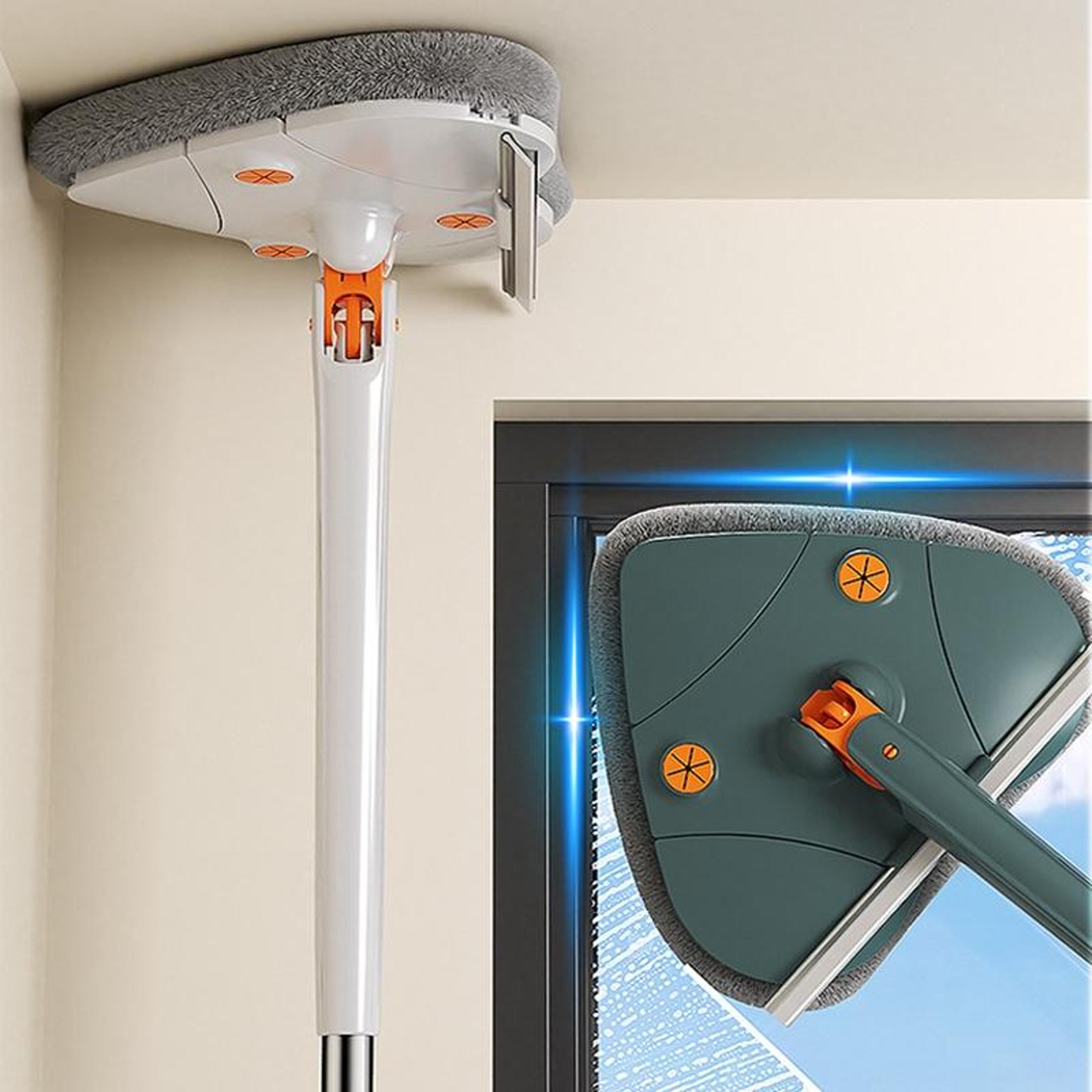 360 rotating triangle mop with self wringing system and telescopic handle for wet and dry floor cleaning