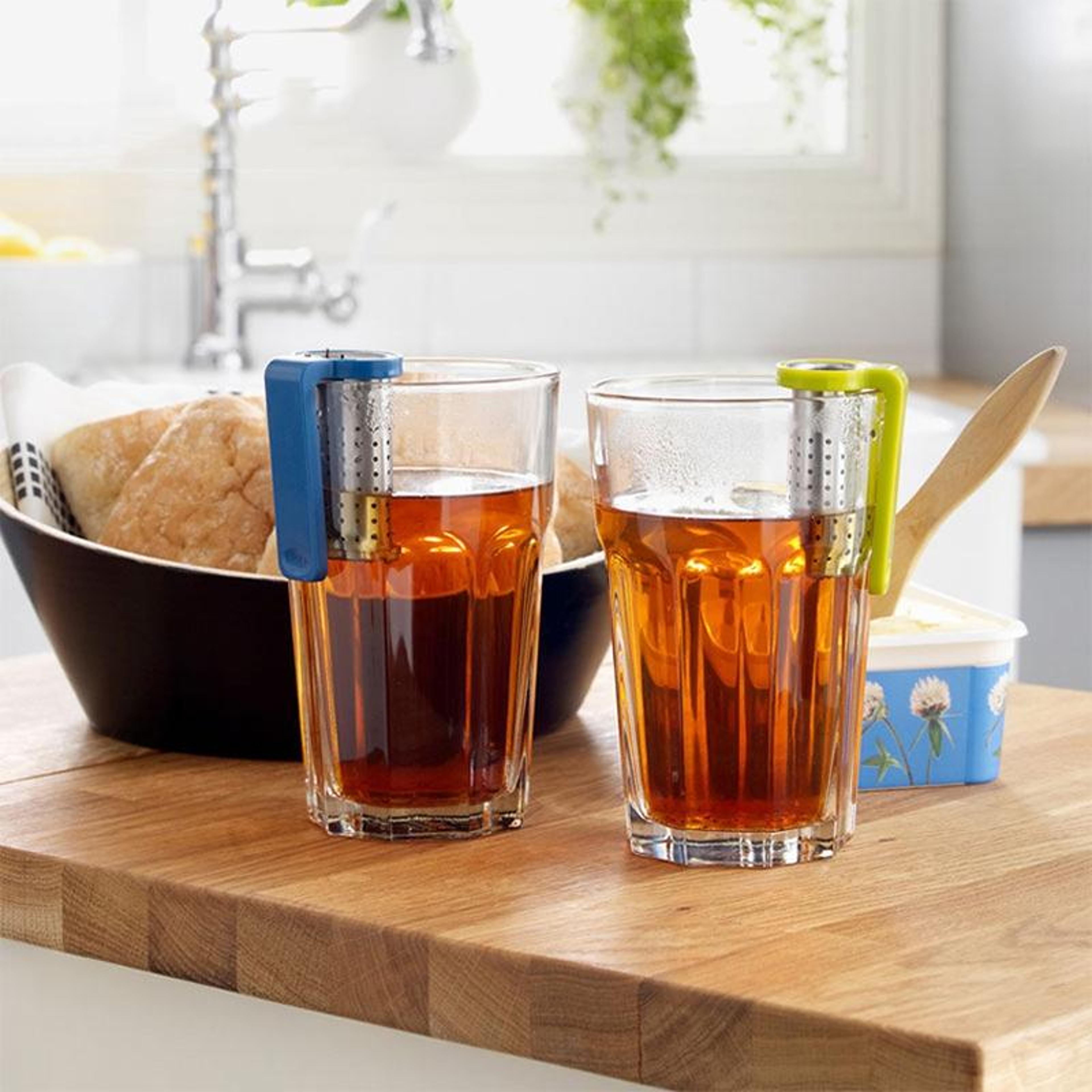 portable tea strainer stainless steel tea infuser with drip rest for loose leaf tea