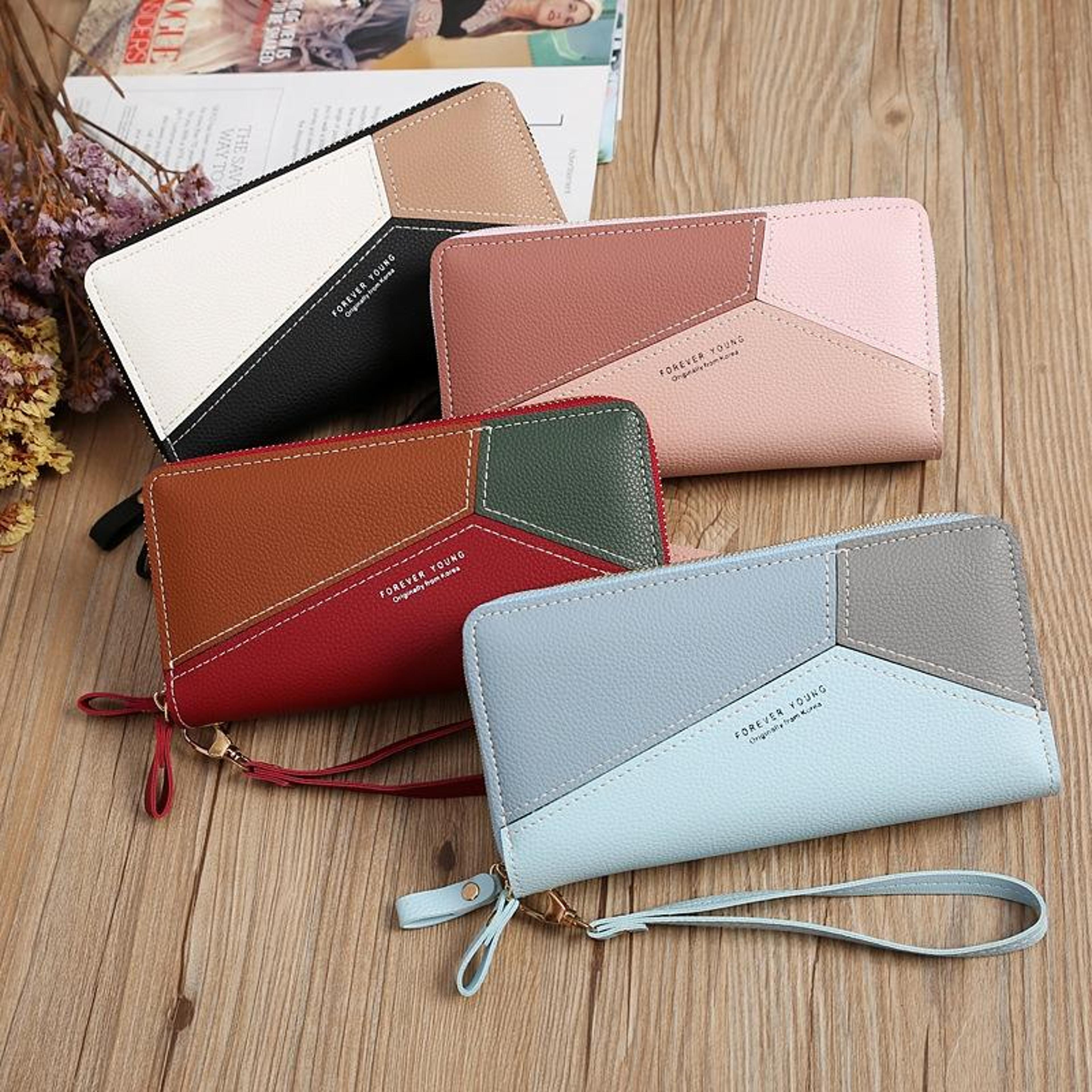 elegant womens long wallet double zipper phone wallet with card holder and coin purse