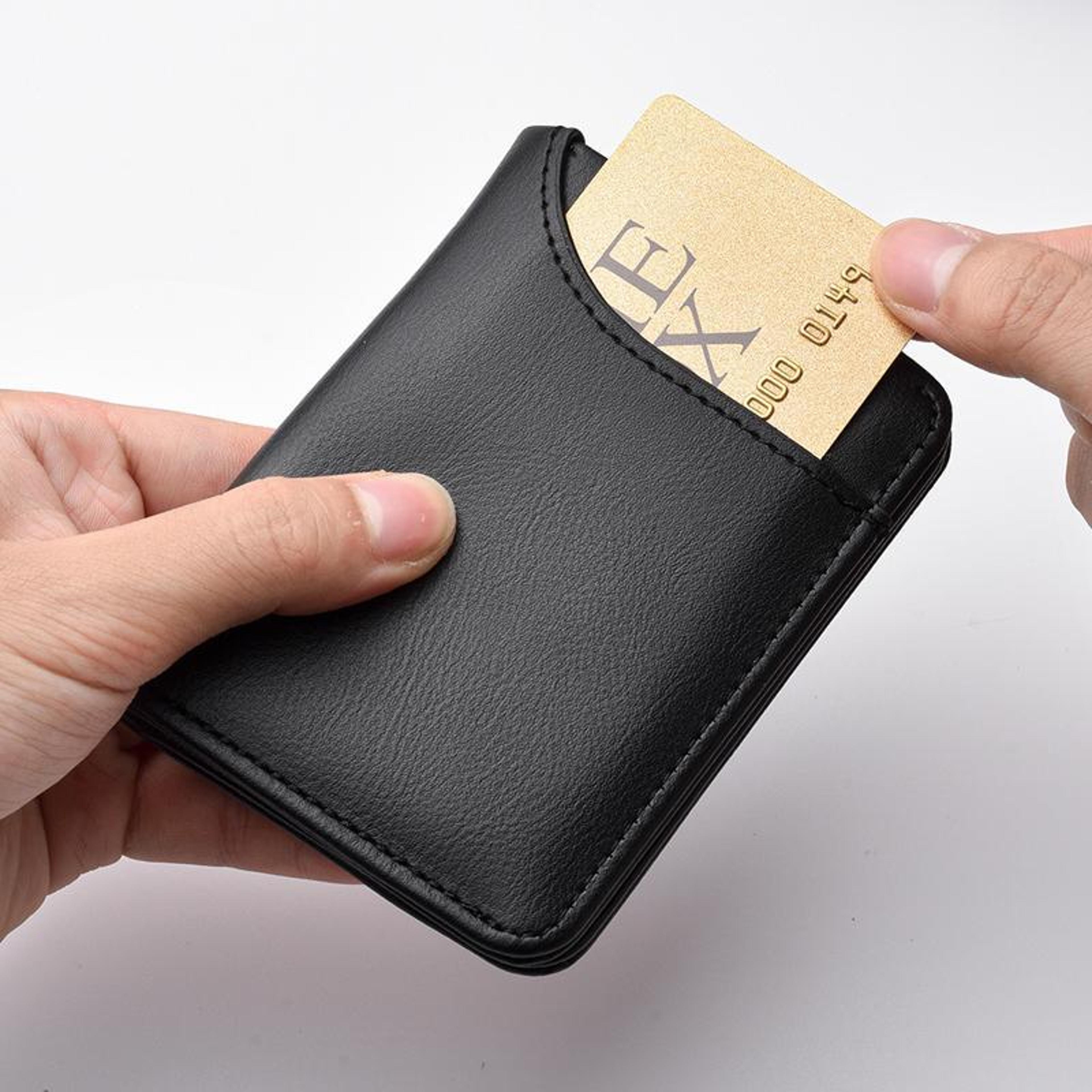 slim men's leather wallet vertical card holder wallet with id window