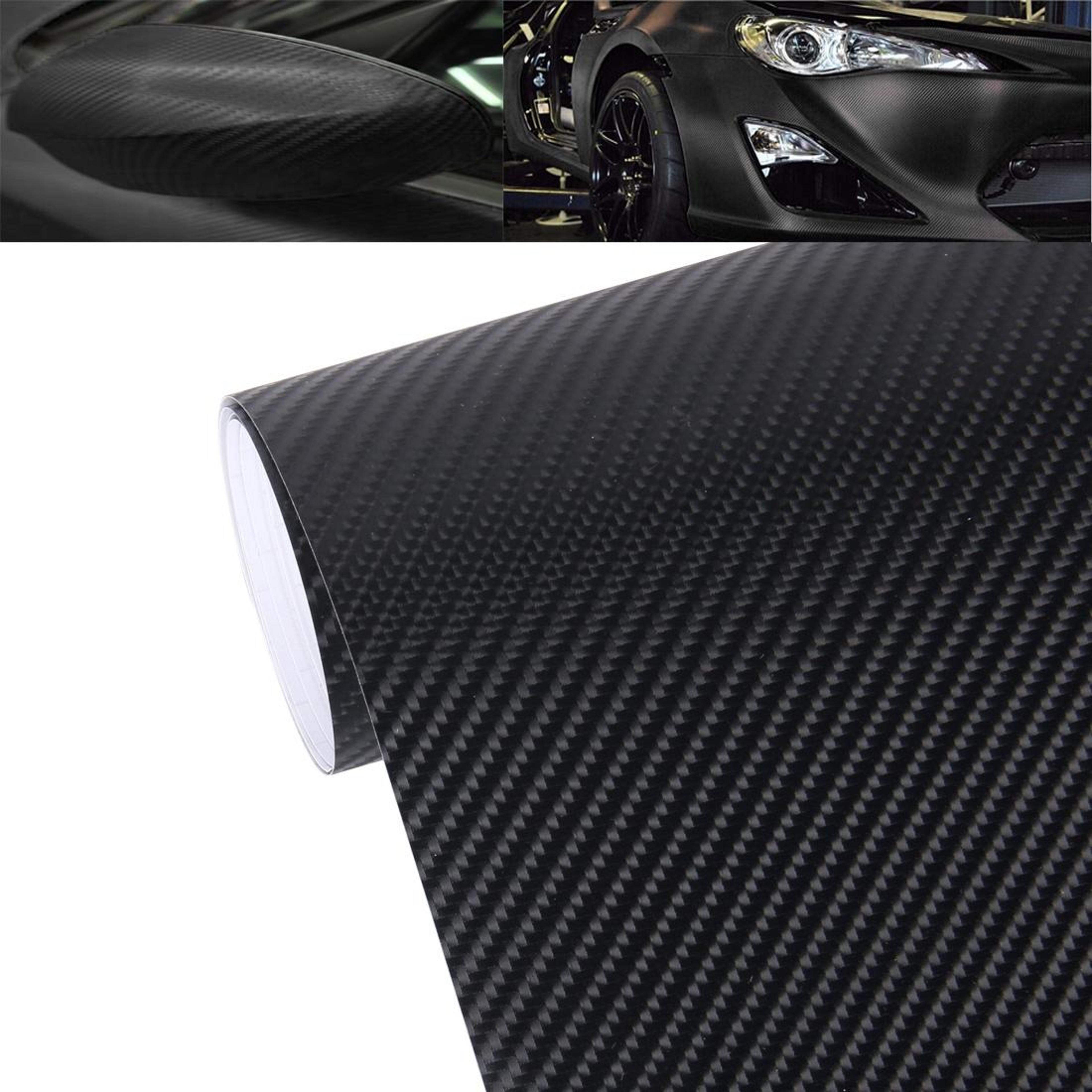 4d carbon fiber vinyl wrap deep blue gloss car wrap film bubble free air release 1.52m x 0.5m