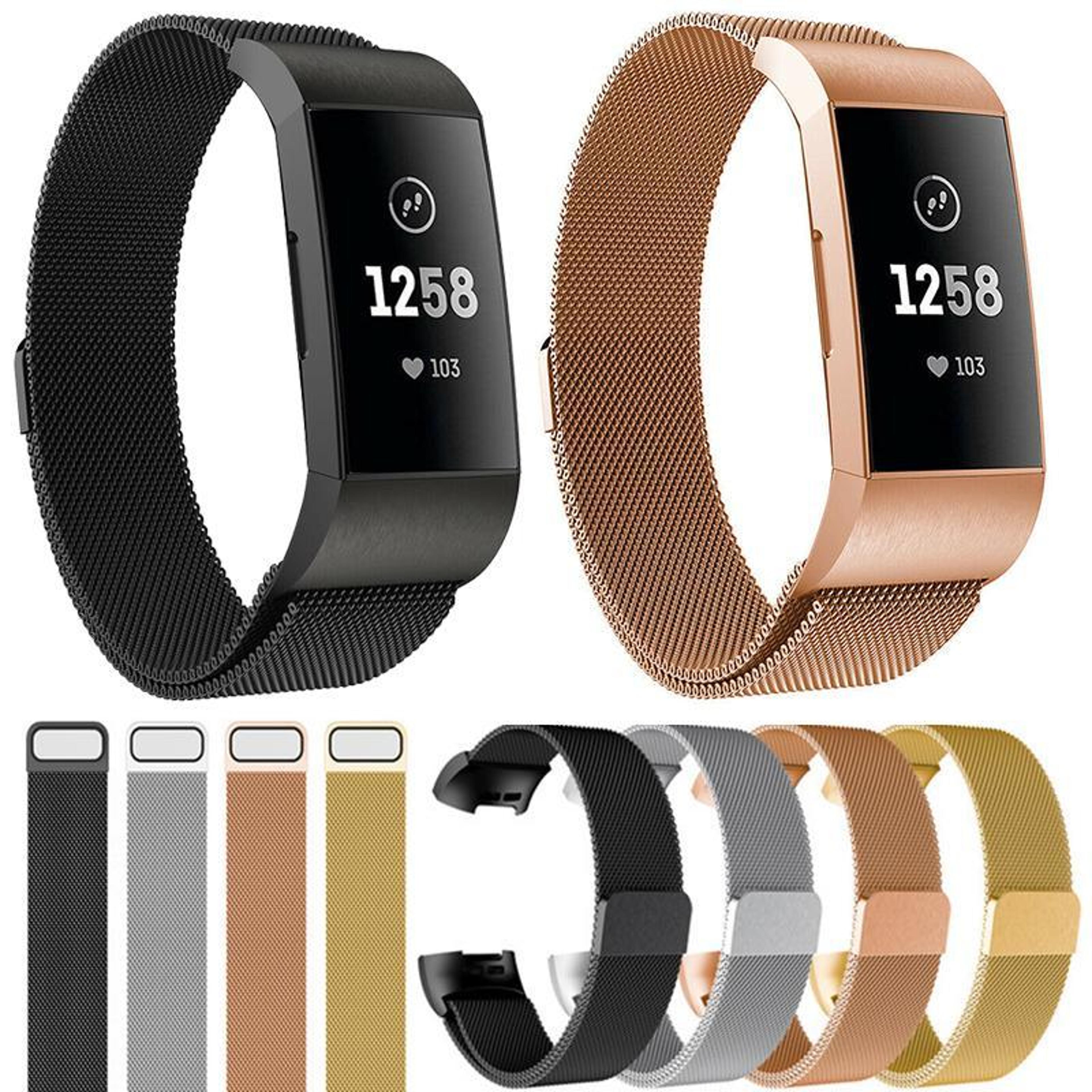 fitbit charge 4 band magnetic milanese stainless steel replacement watch strap for charge 3