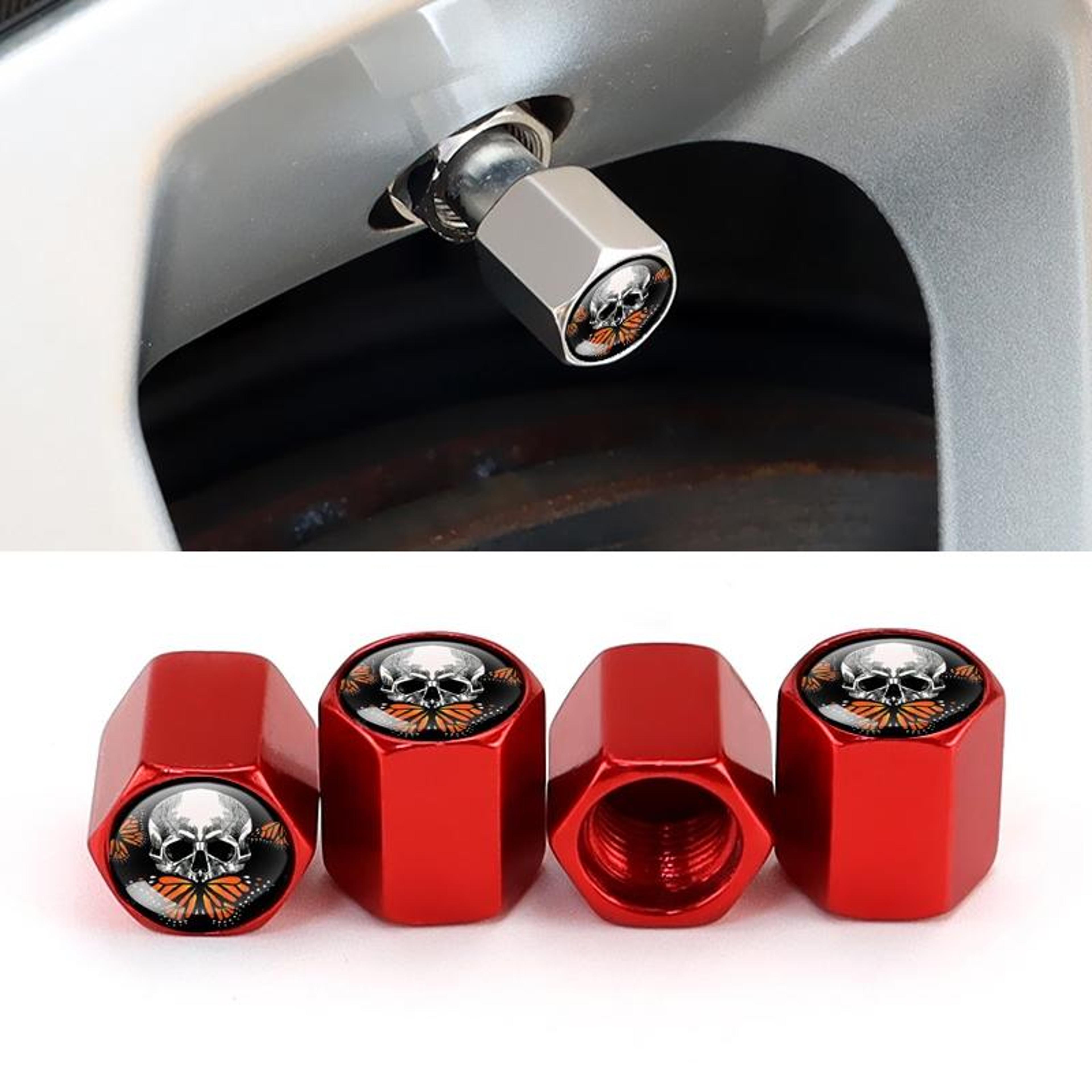 skull aluminum alloy tire valve caps universal valve stem caps dustproof 4 pcs