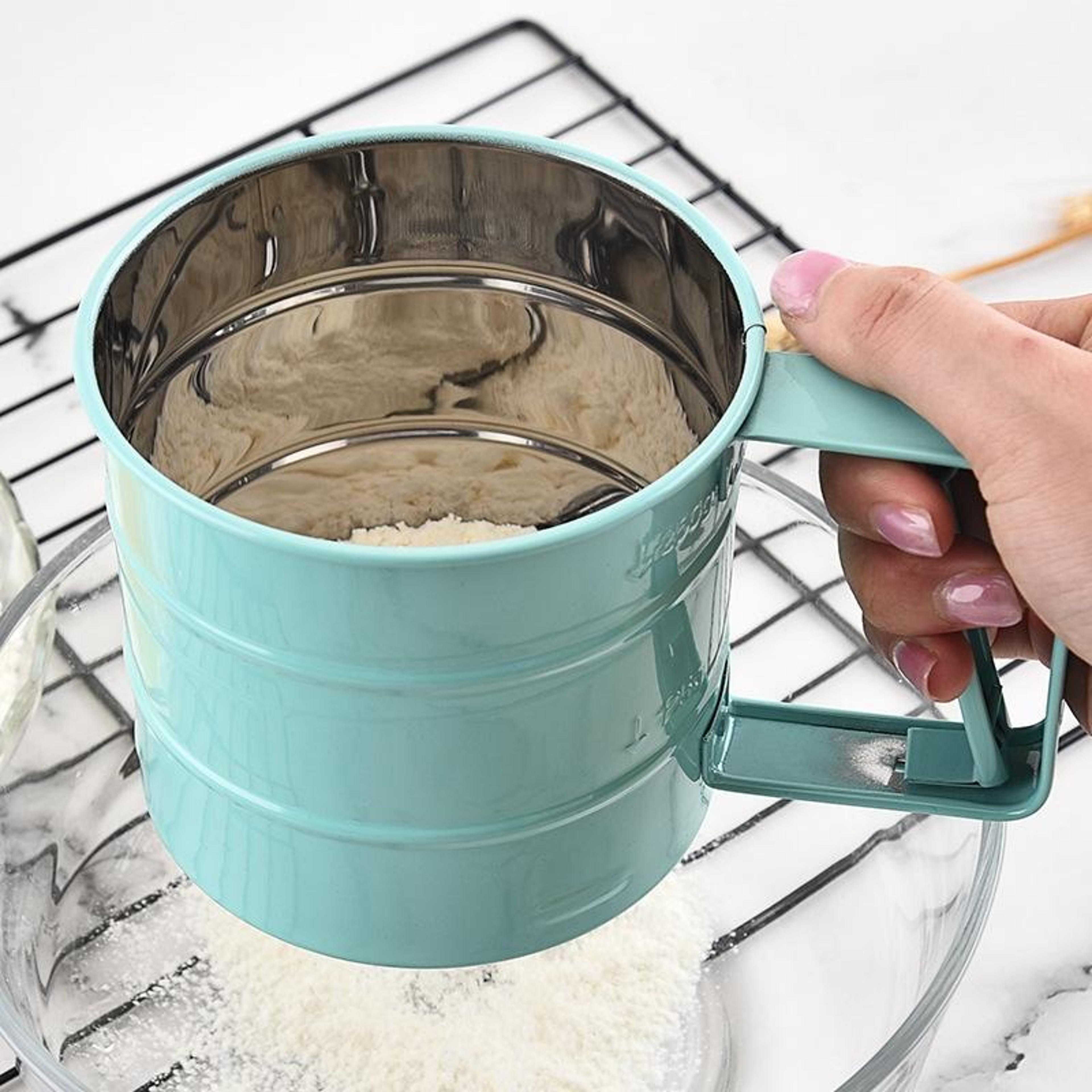 stainless steel flour sieve hand press baking sifter for fine even flour