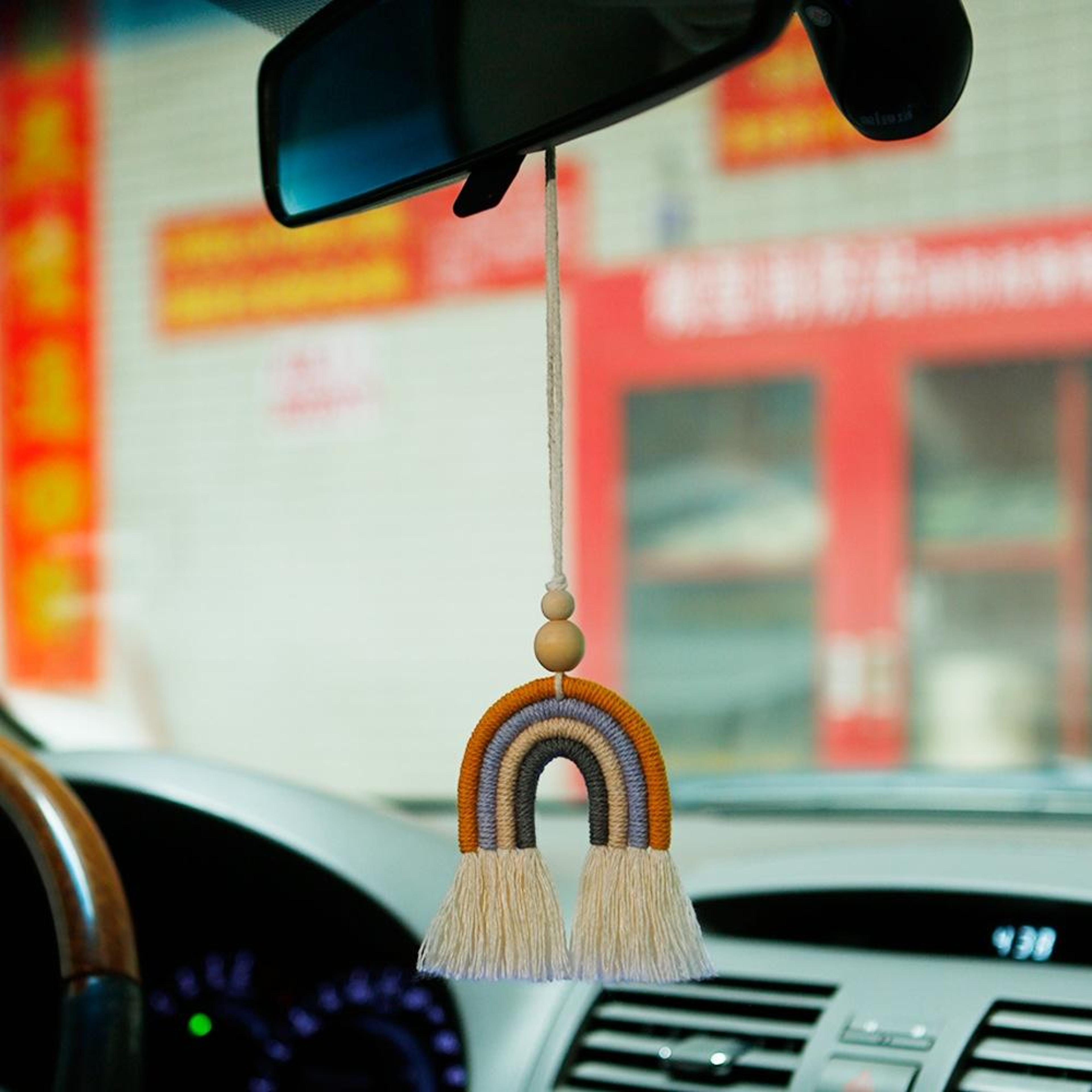 boho wood bead car aromatherapy diffuser hanging rainbow charm for car, home & office
