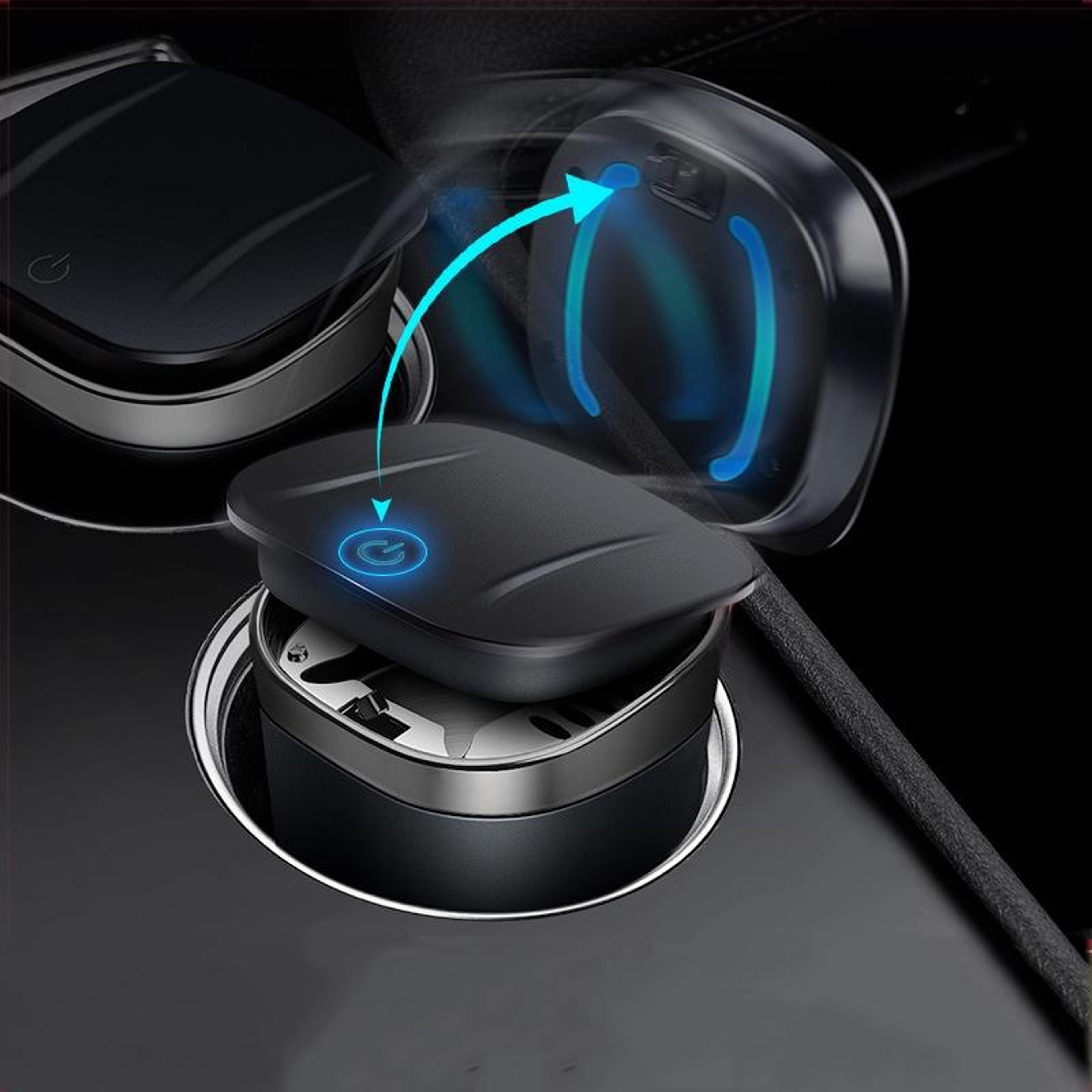 portable led car ashtray with sealed metal liner and detachable smokeless design