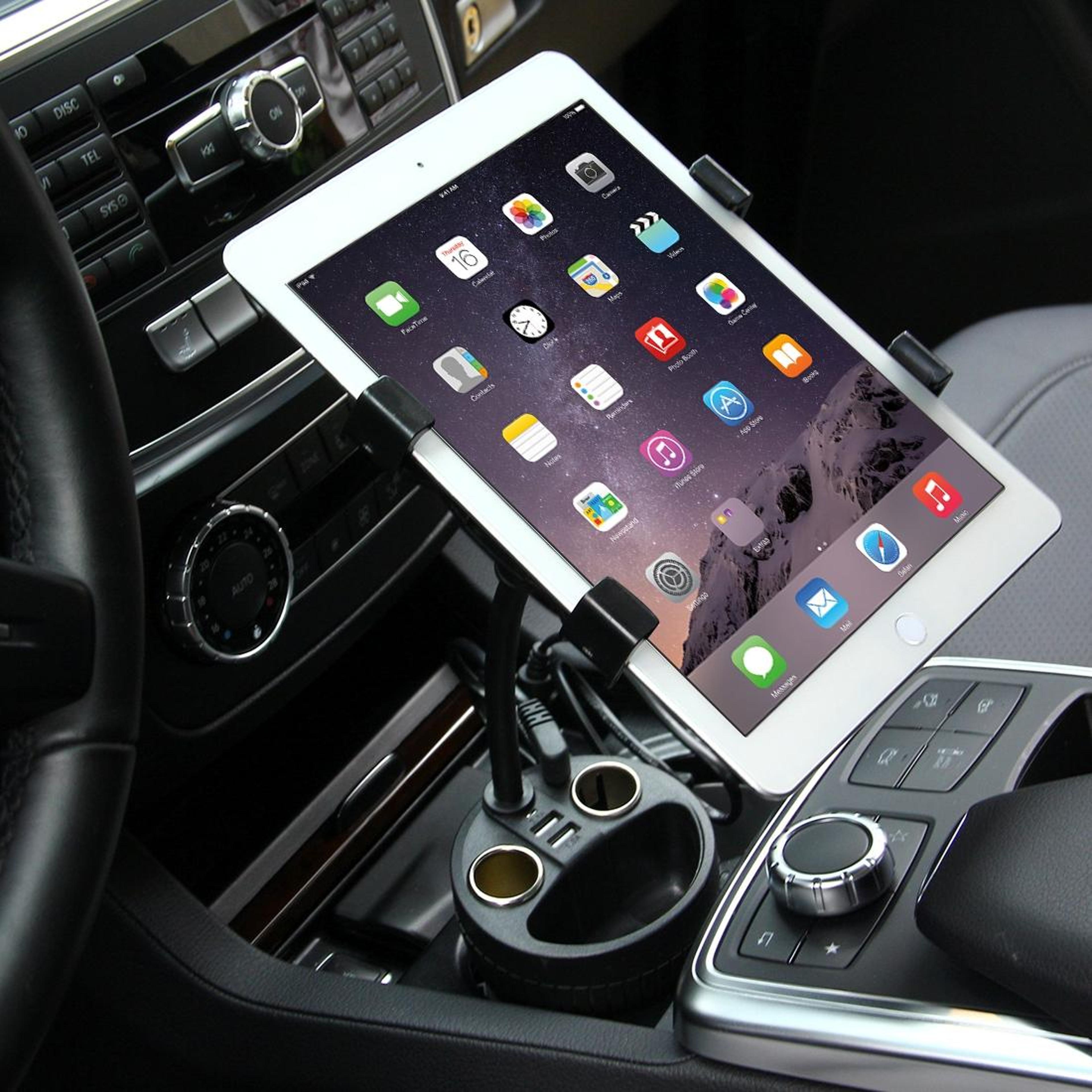 2 in 1 car cup holder charger with phone holder for car & dual usb charging