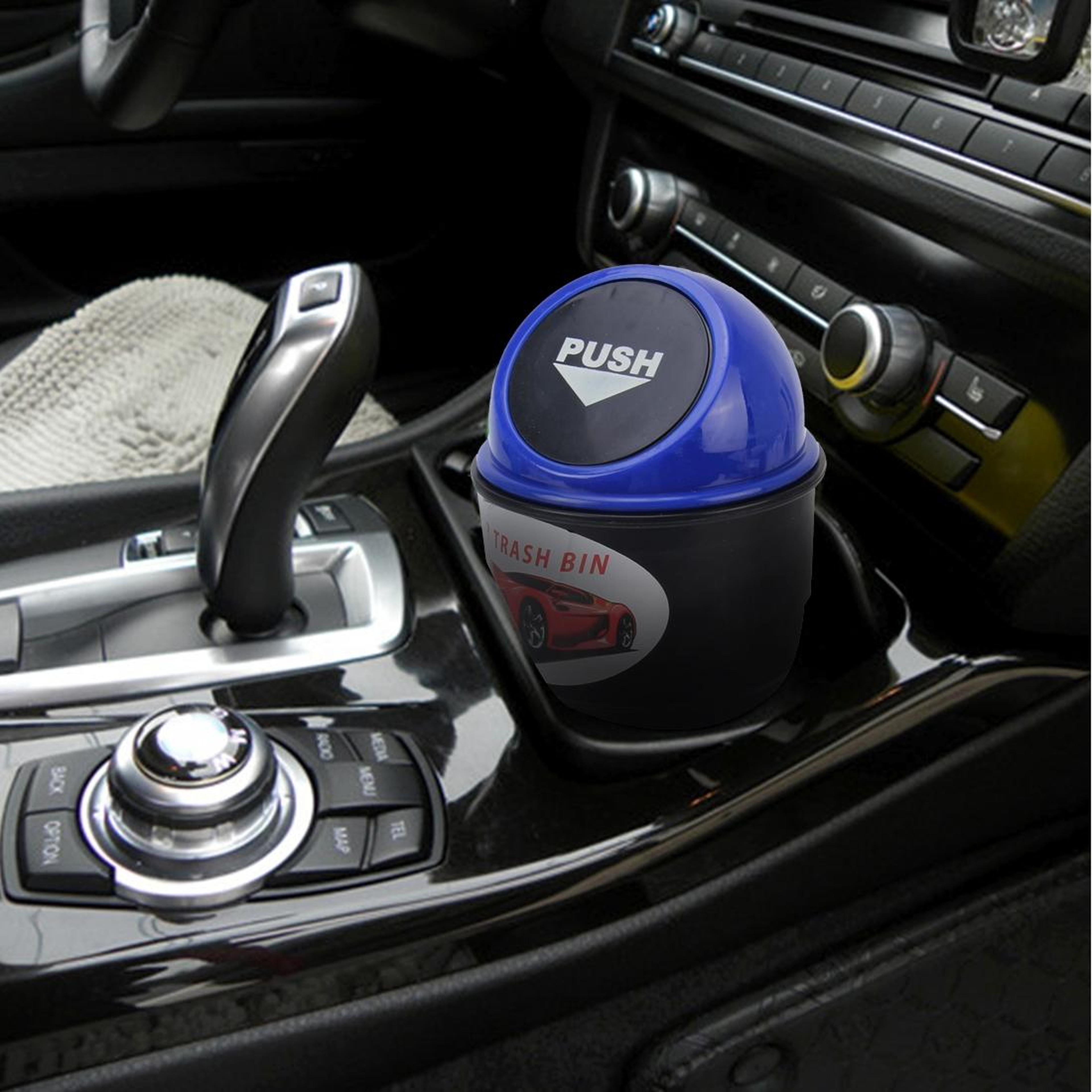 portable car trash can with cup holder & ashtray multi-function car organizer