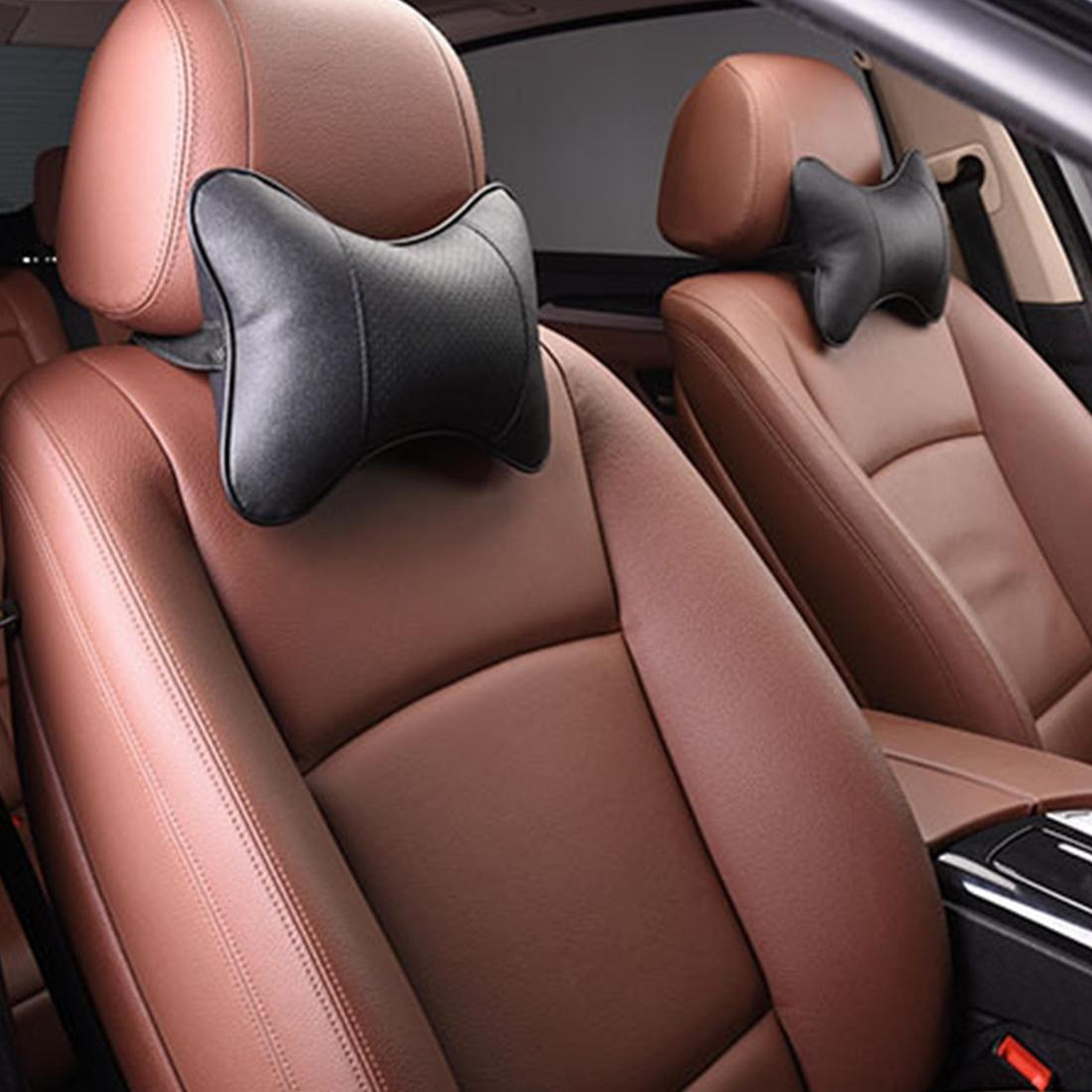 soft plush car neck pillow set of 2 with stretch strap ergonomic car headrest pillow for comfortable driving