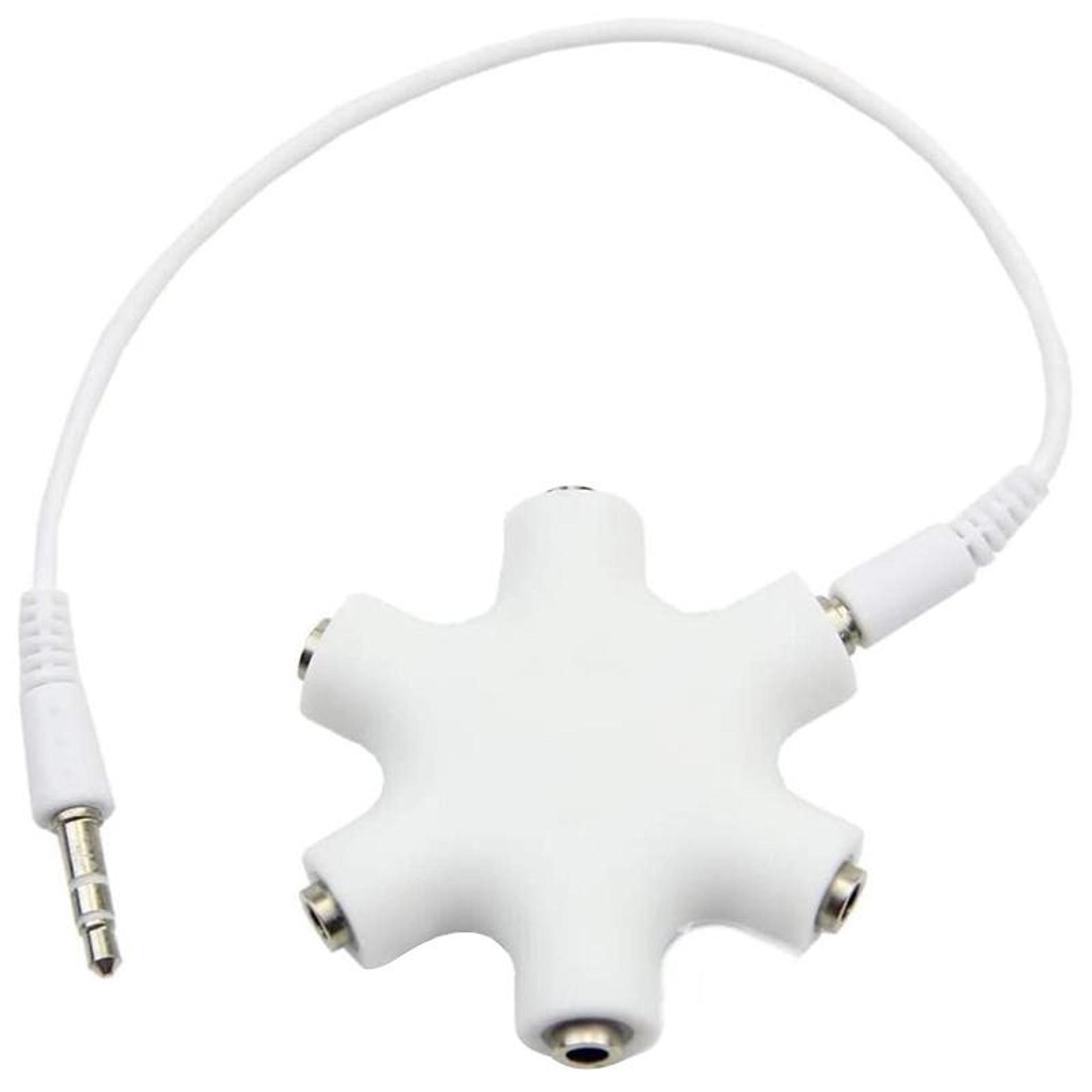 6-port headphone splitter with 3.5mm audio cable for phones, tablets, mp3 players & home stereo