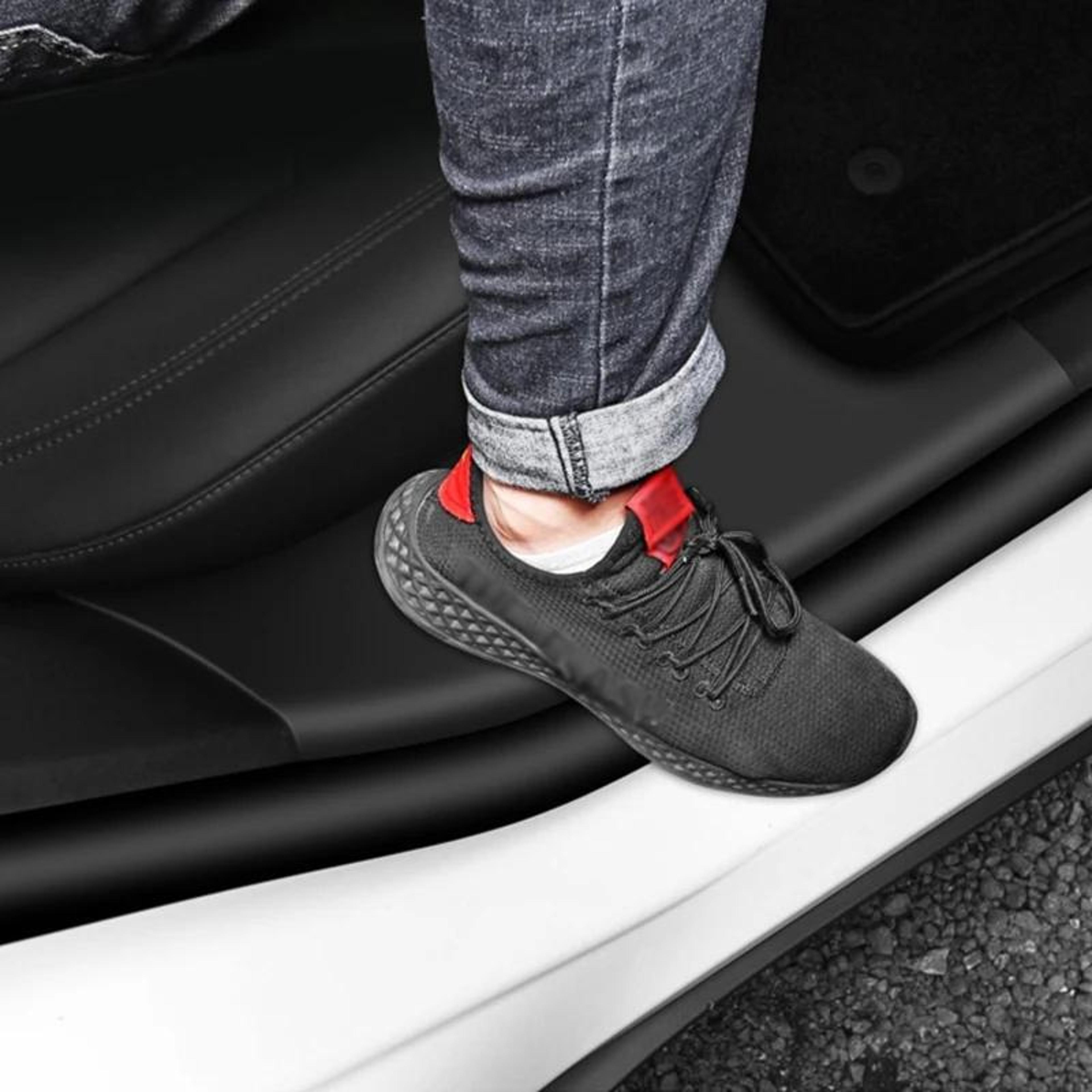 tesla model y door sill protector leather rear door kick guard anti scratch