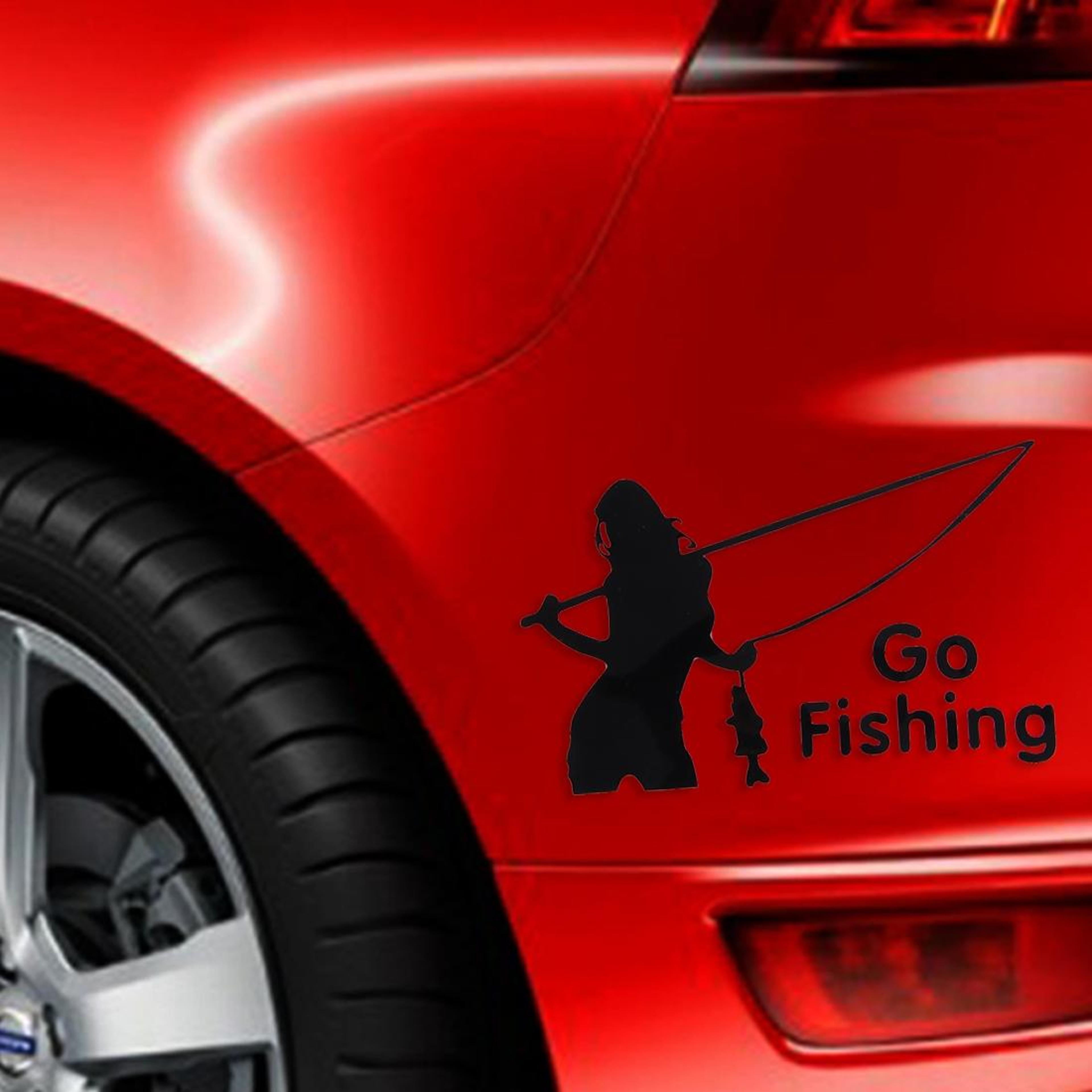go fishing reflective car sticker waterproof fishing car decal for cars, suvs & trucks