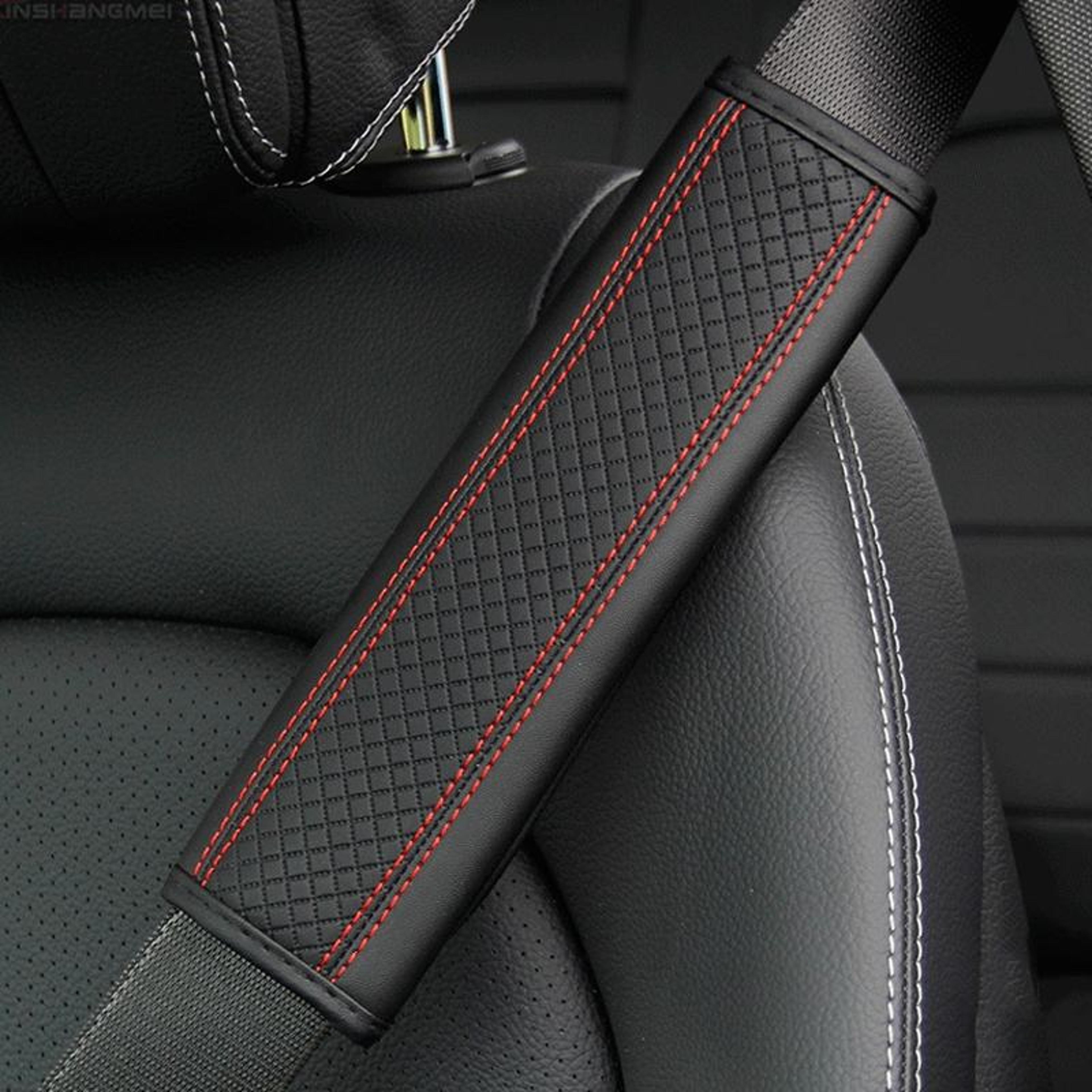 premium car seat belt shoulder pad pu leather comfort protector for cars, suvs & trucks