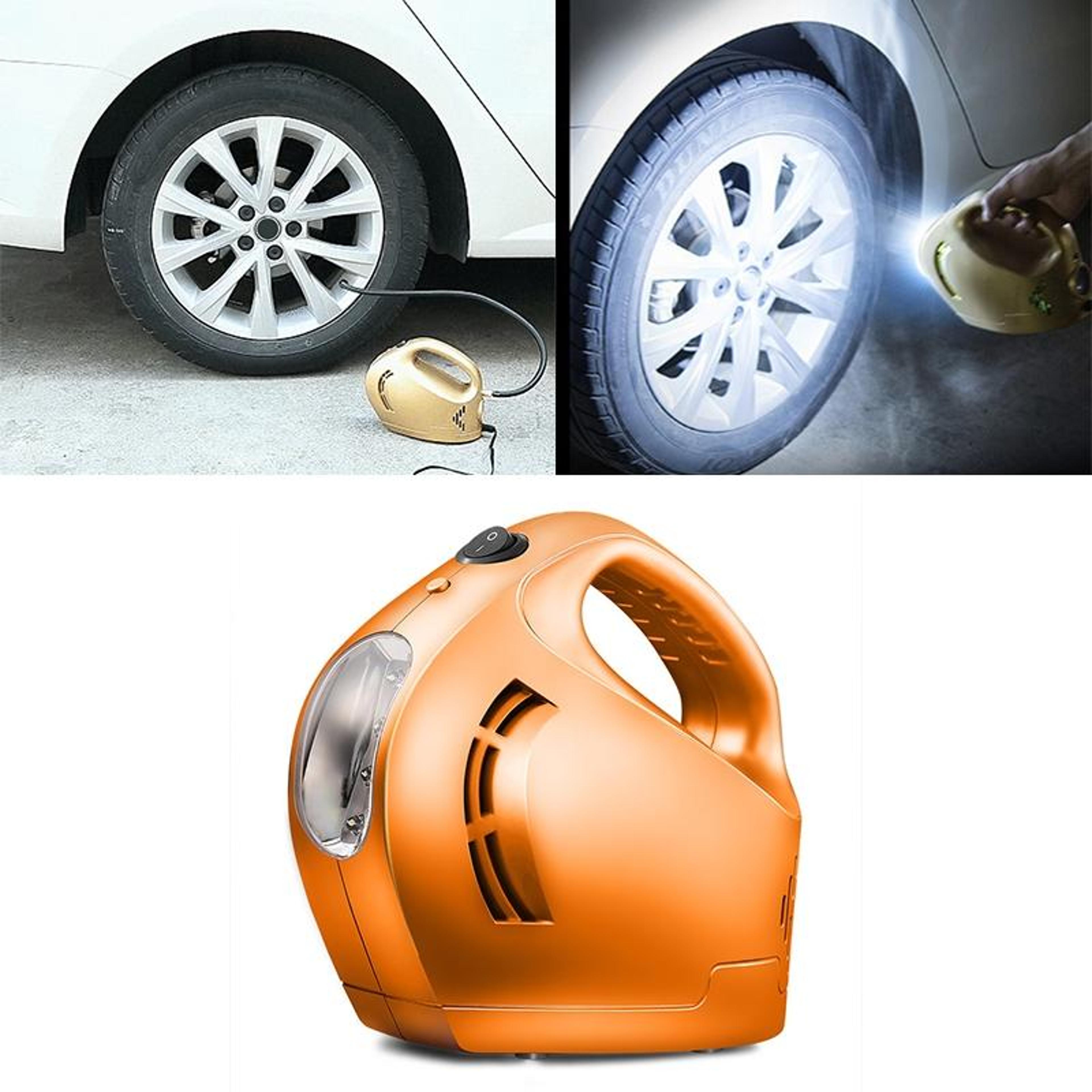 portable car tire inflator air compressor with digital tire pressure gauge & led emergency light