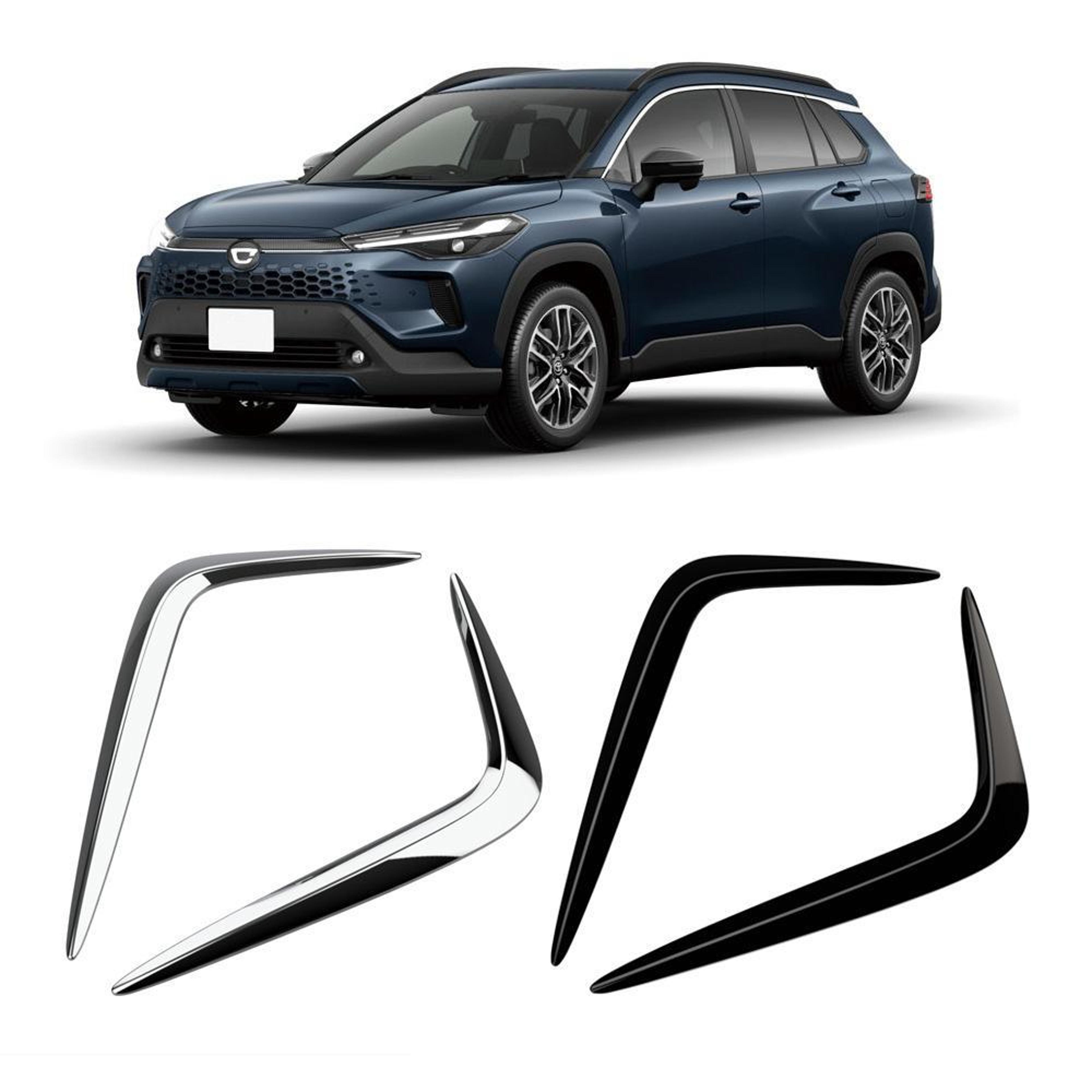 toyota corolla cross 2025 fog light trim abs front bumper protective decorative stickers 2pcs