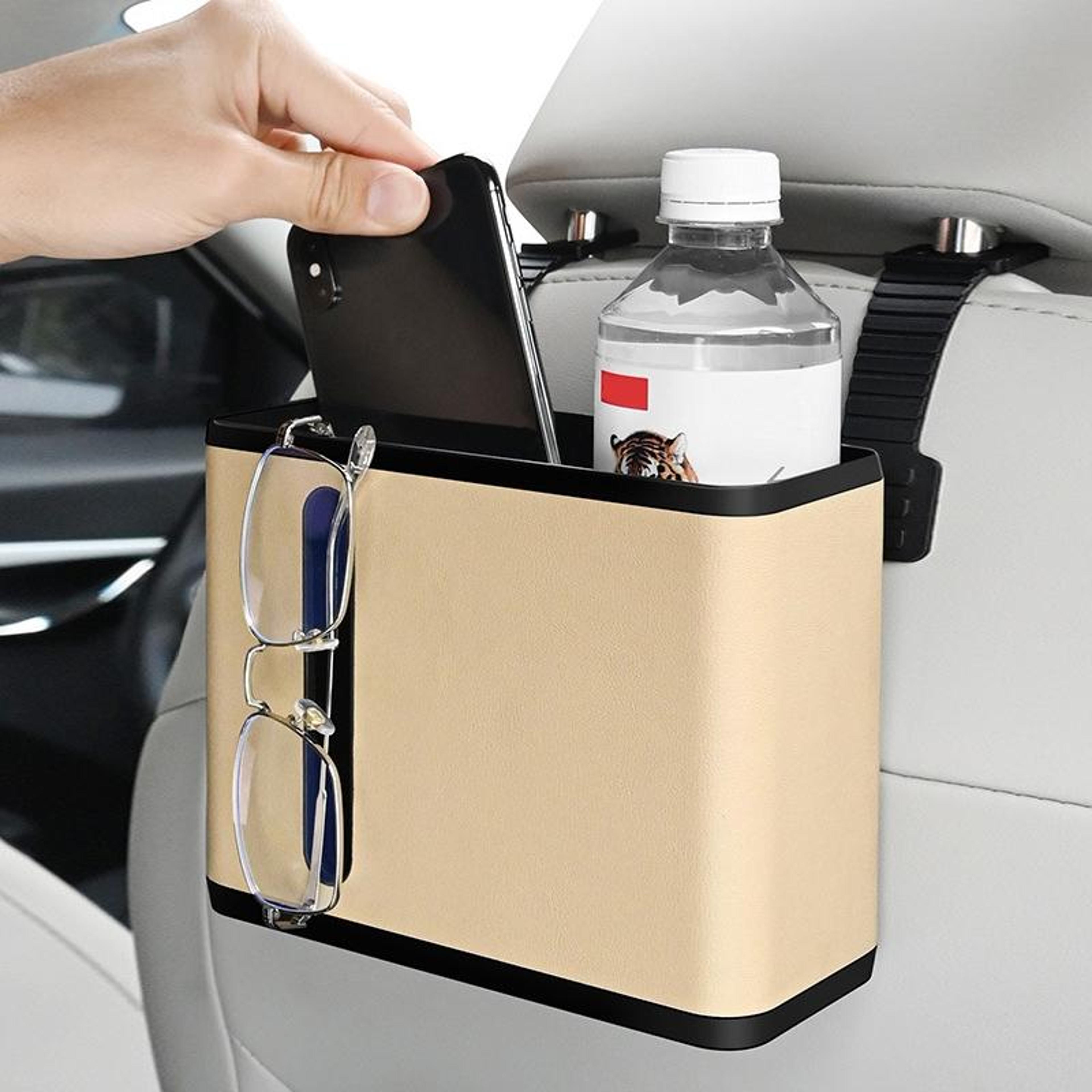 premium car seat tissue holder leather hanging organizer with waterproof storage pocket