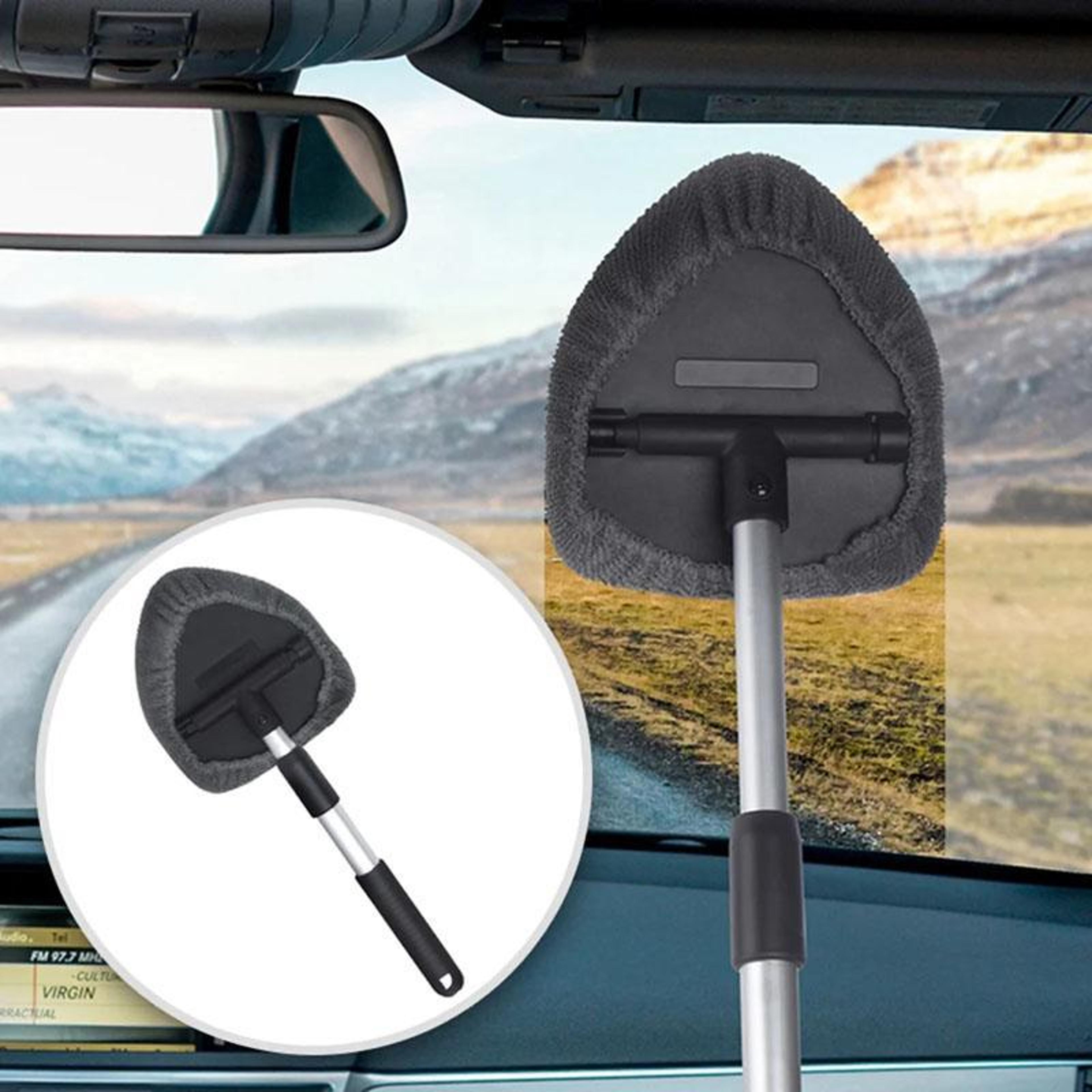 retractable car windshield cleaner with microfiber pad & extendable window cleaning brush
