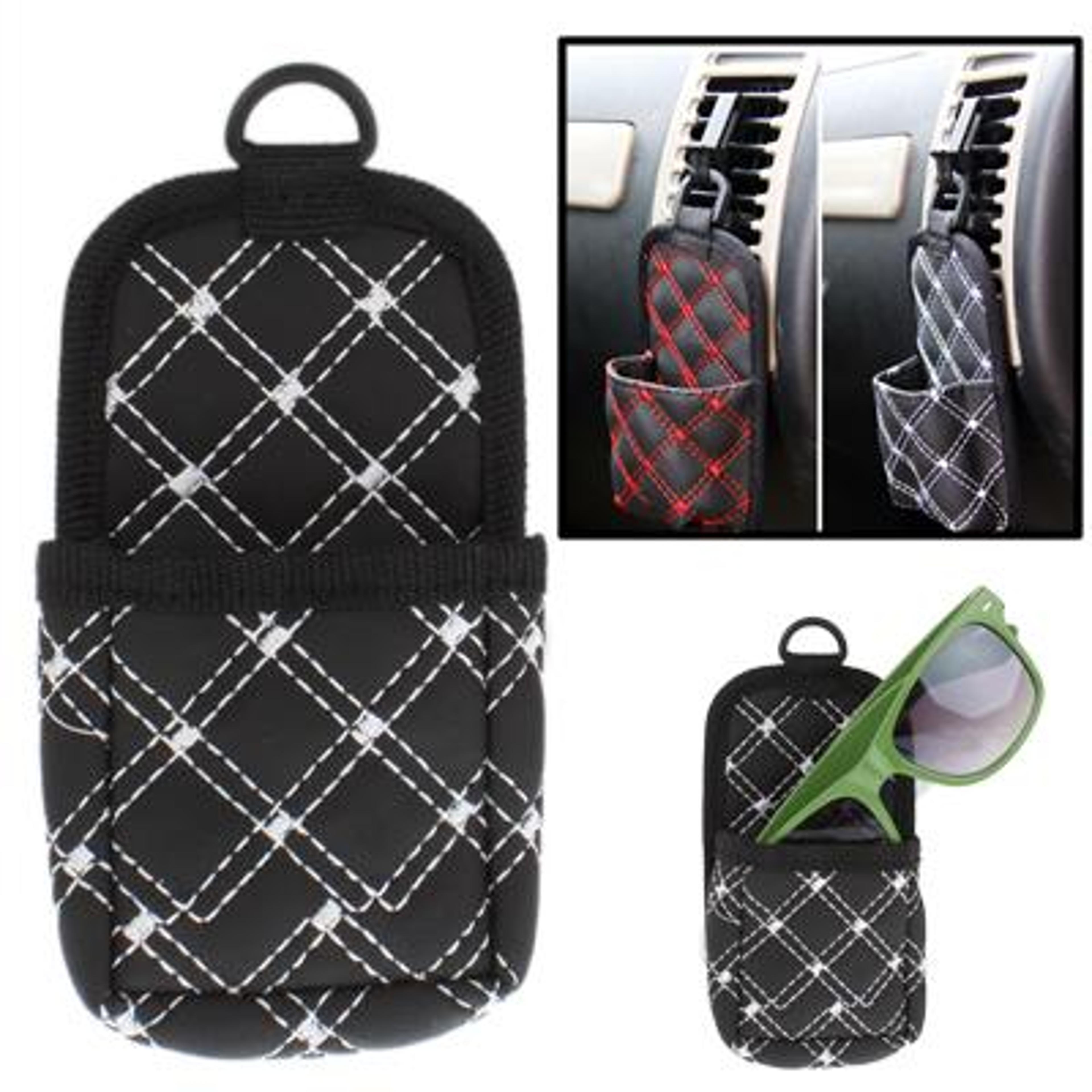 pu leather car storage pouch & car phone holder multifunctional hanging car organizer