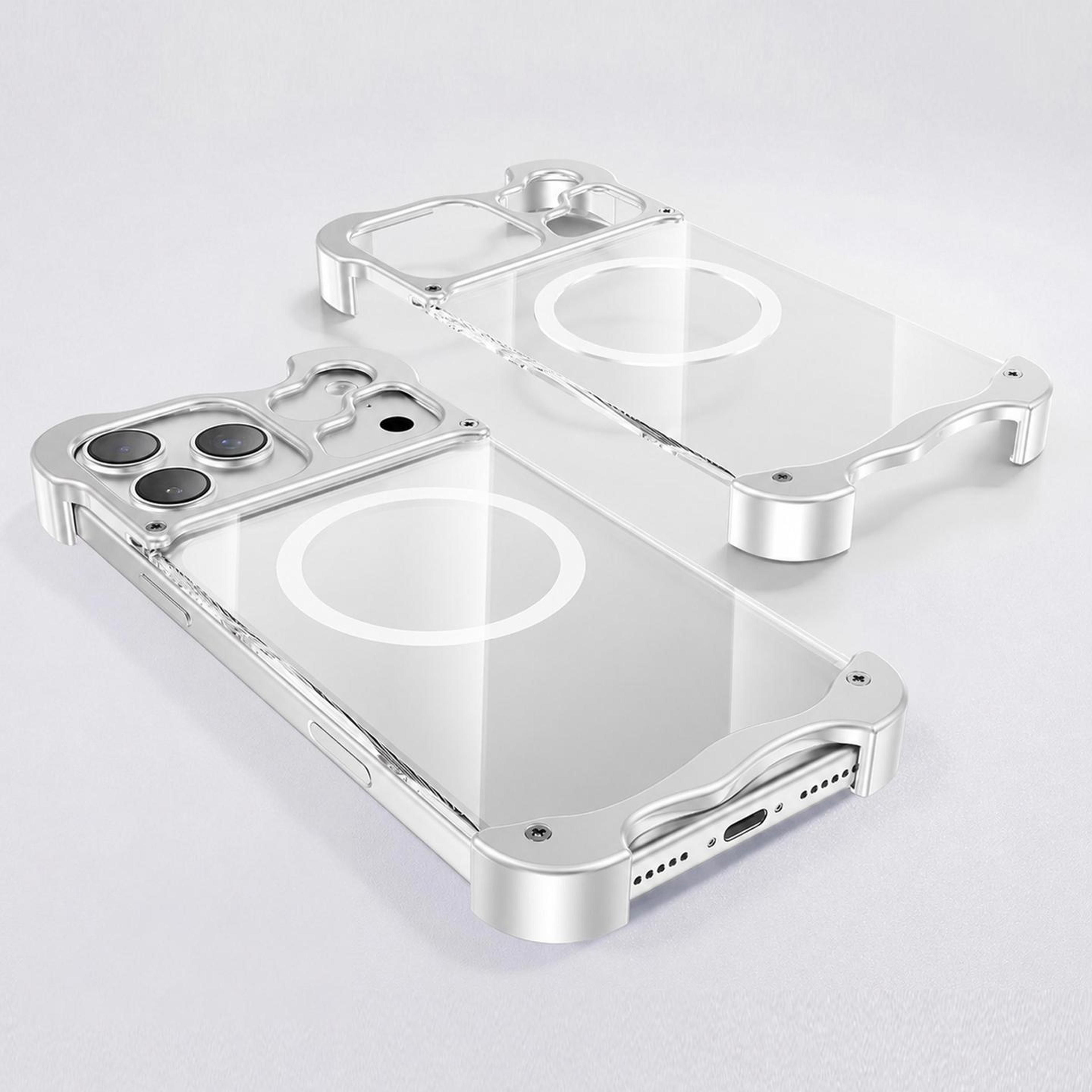 magsafe magnetic iphone 17 pro case clear metal frameless shockproof bumper
