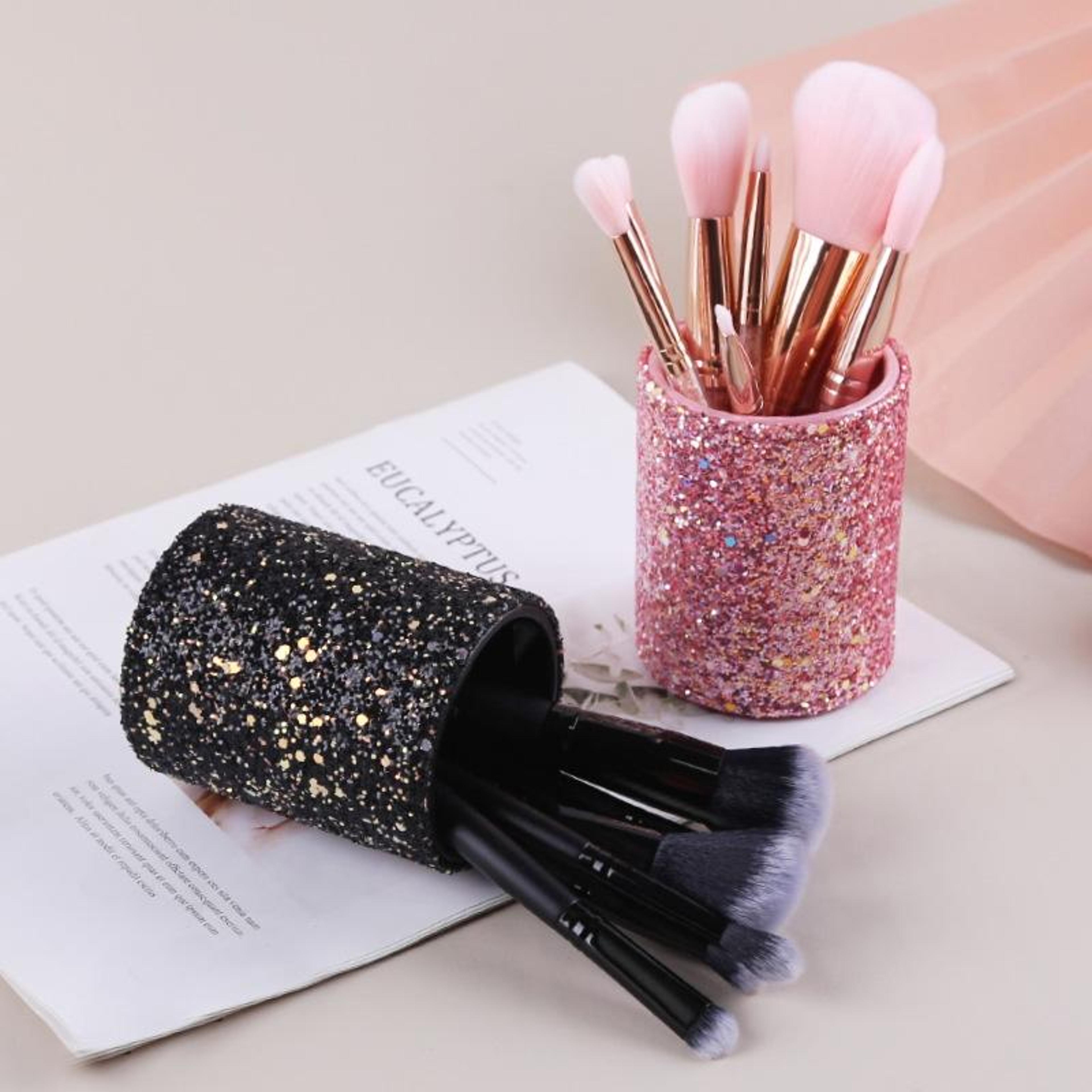 pu leather makeup brush holder dustproof makeup organizer cosmetic storage box