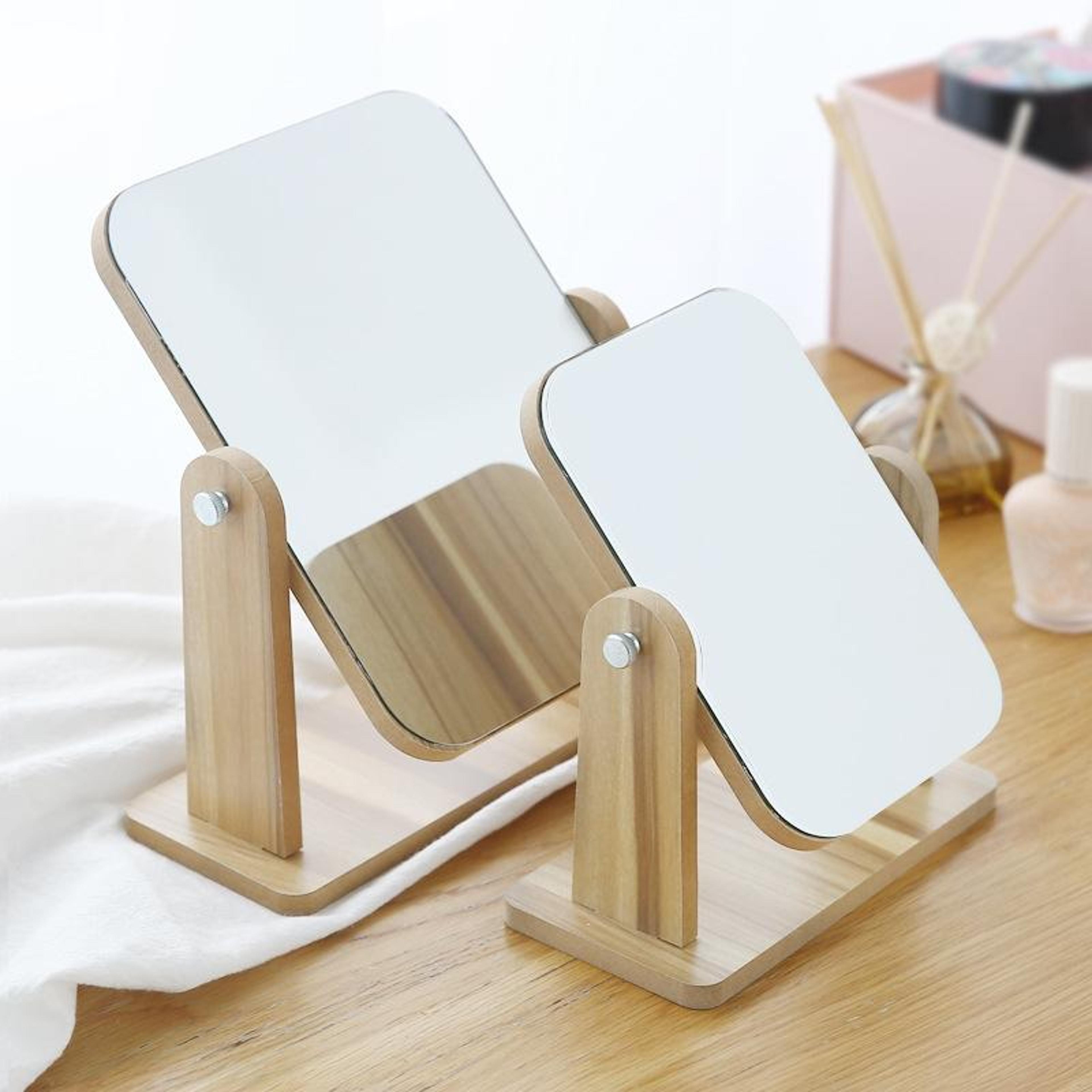 heart shaped wooden vanity mirror desktop makeup mirrors with stable wooden base