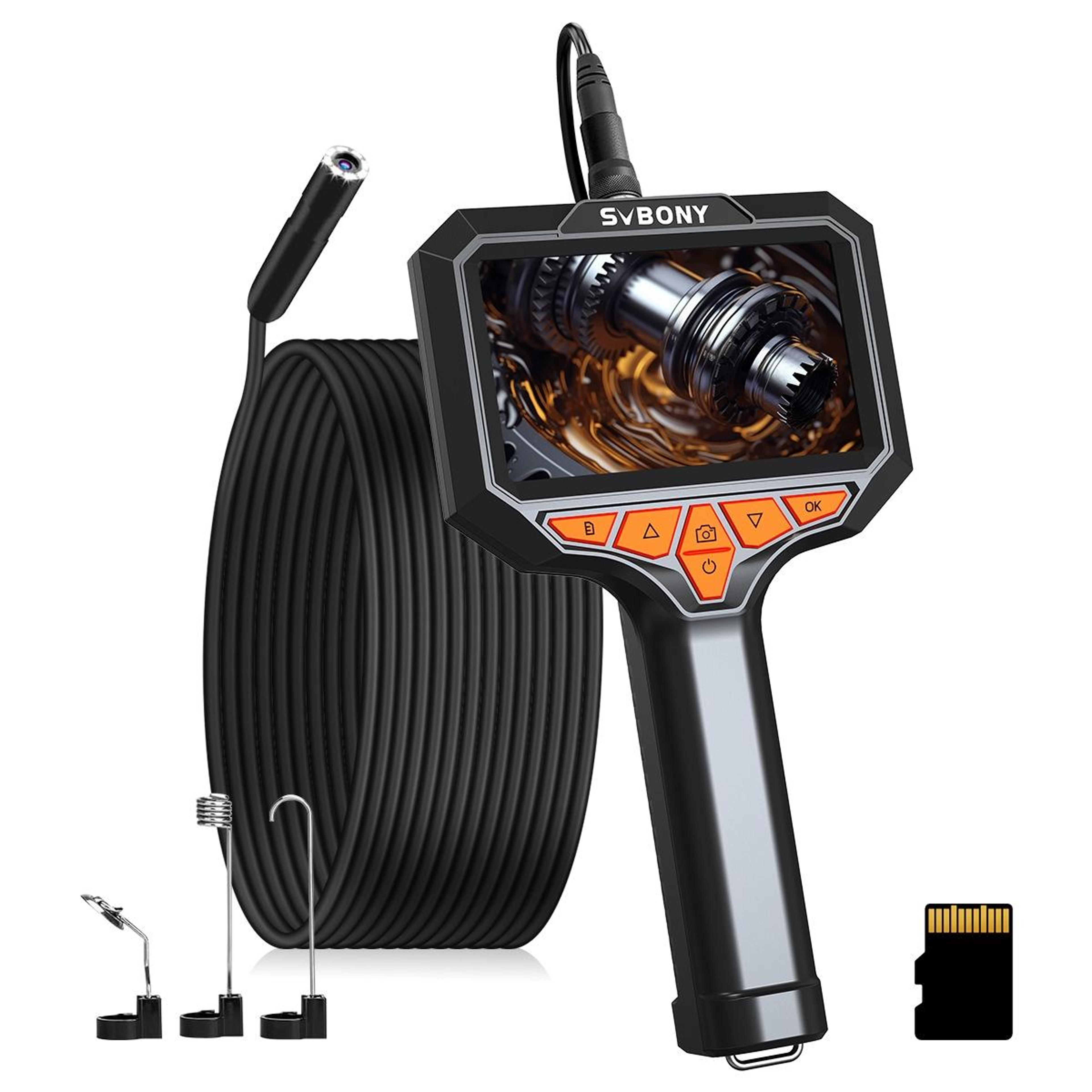 industrial borescope 2mp hd inspection camera with 4.3-inch ips display & ip67 waterproof probe