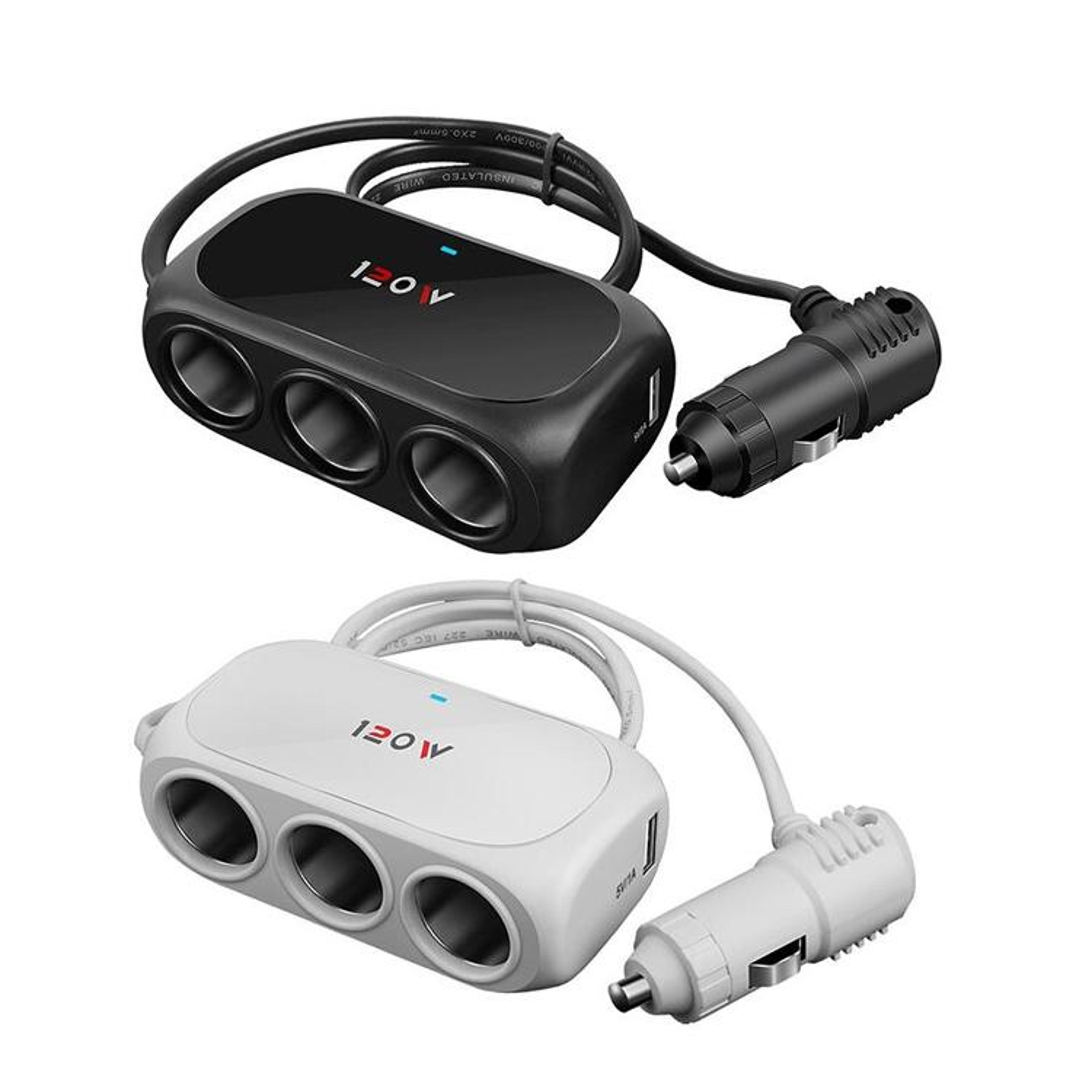120w usb car charger 3-in-1 car cigarette lighter adapter